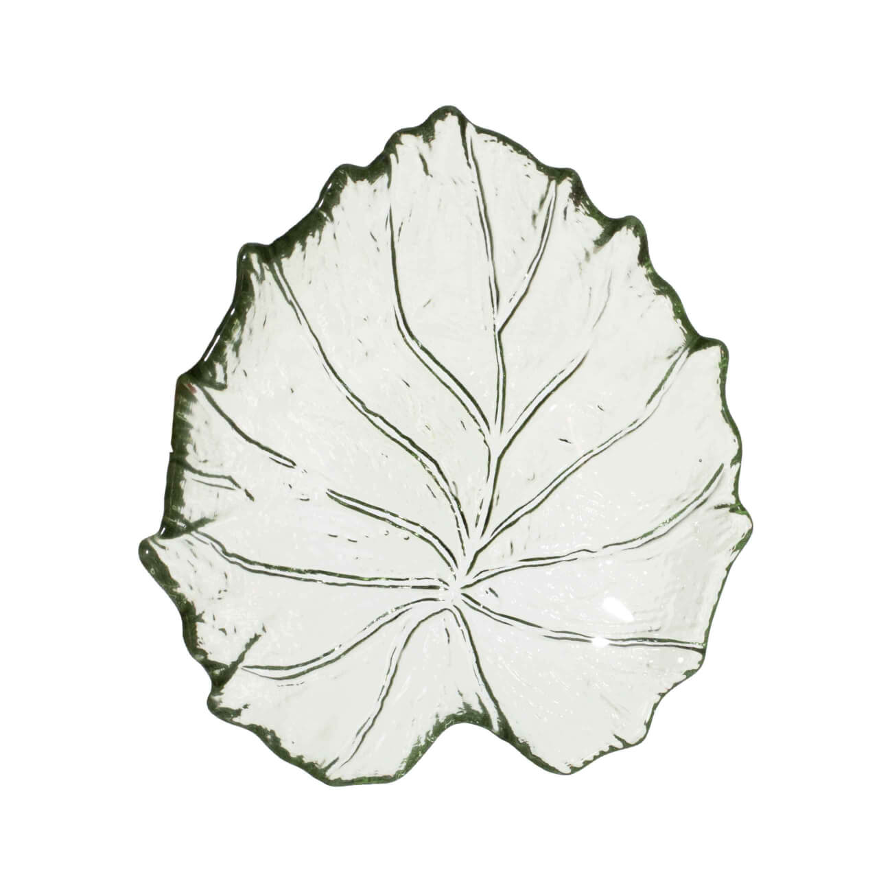 Блюдо, 16х14 см, стекло, зеленое, Лист, Leaves - фото 1