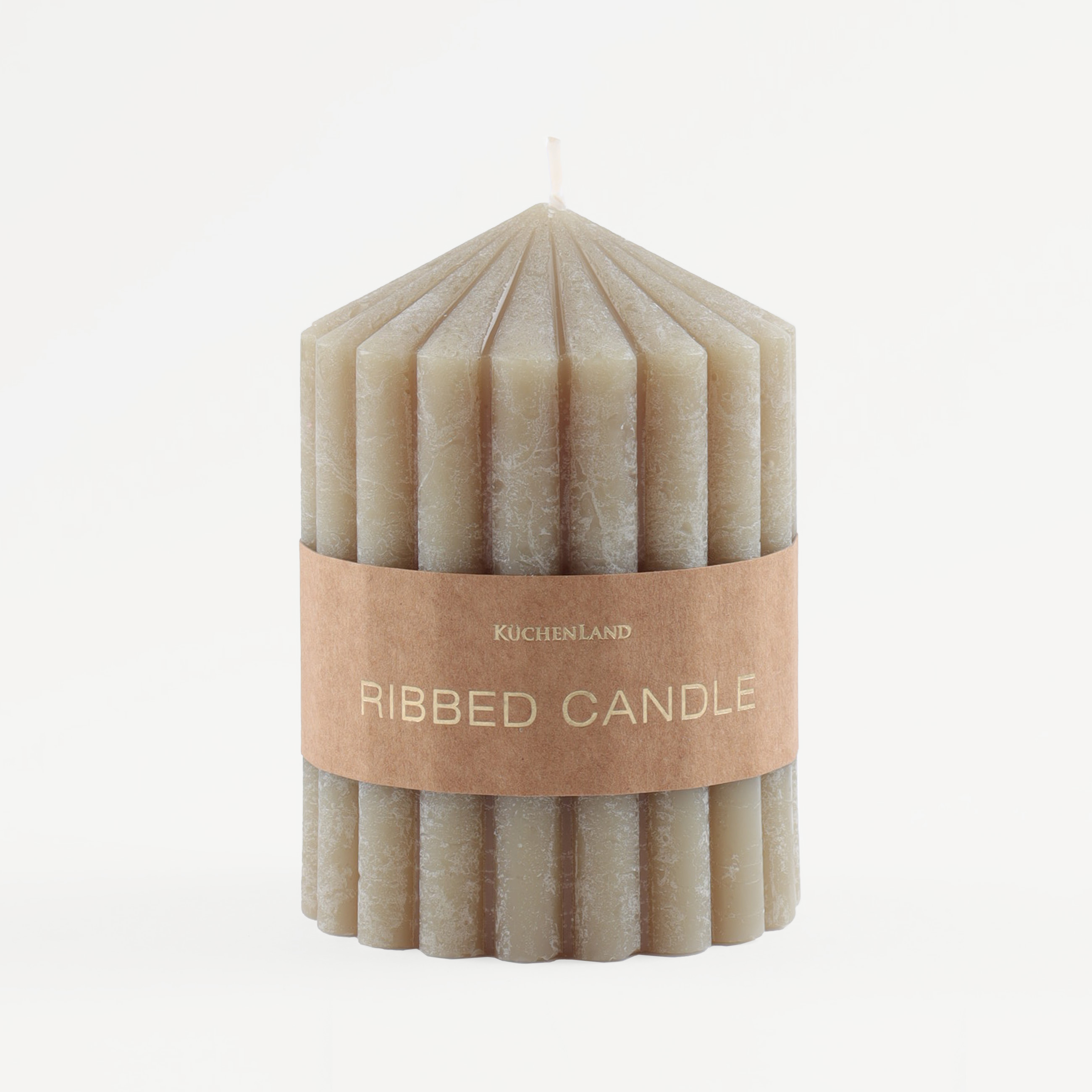 Свеча, 11 см, цилиндрическая, зеленая, Ribbed candle изображение № 3