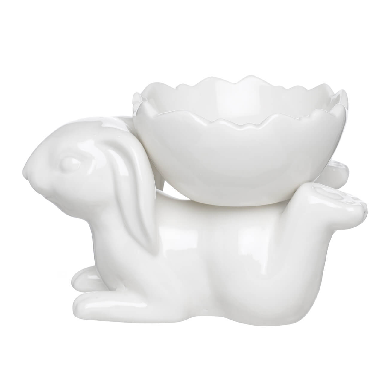 

Конфетница, 15х10 см, на ножке, фарфор P, белая, Кролик и яйцо, Natural Easter