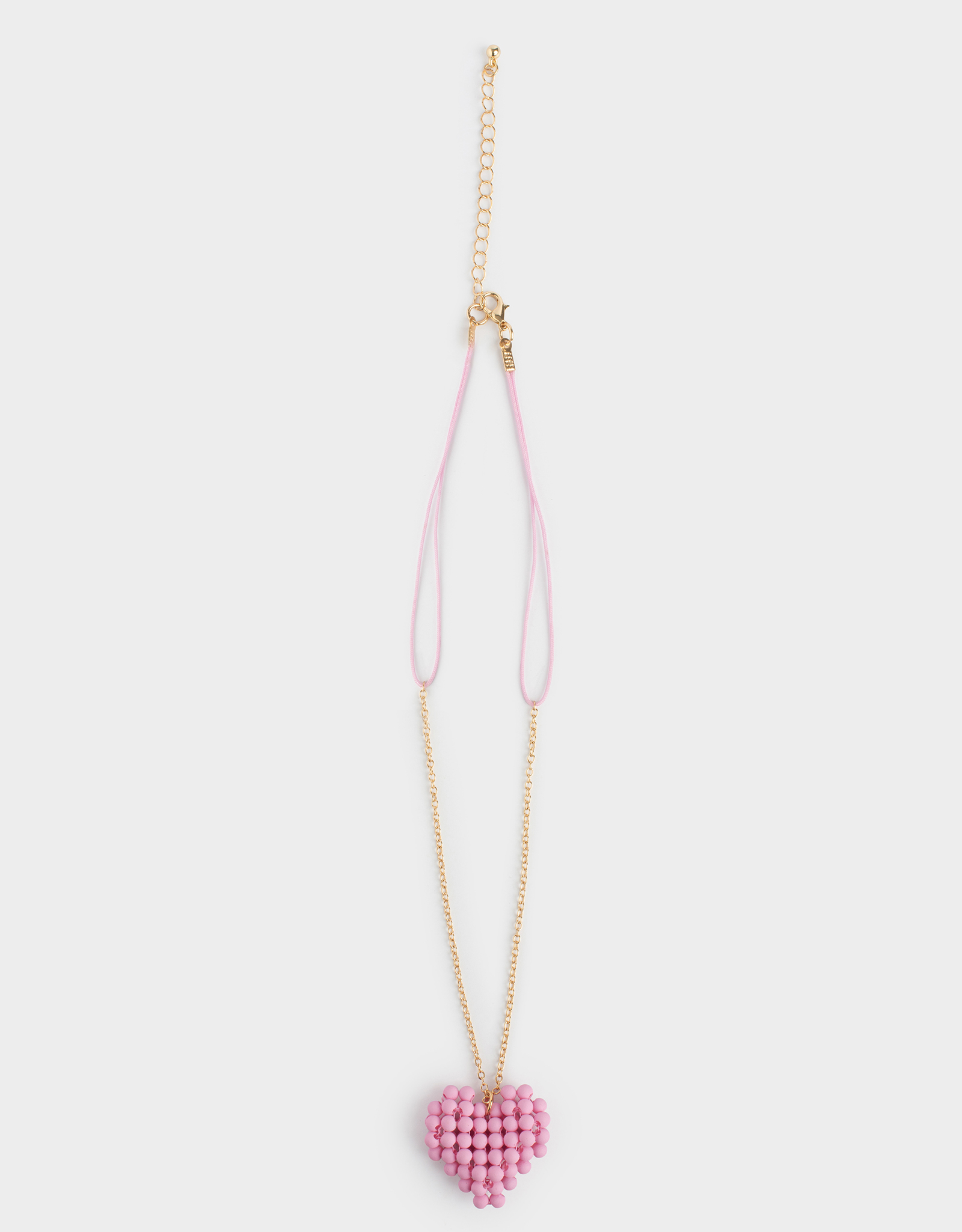 Цепочка, 50 см, с подвеской, пластик/металл, розовая, Сердце, Jewelry heart, image-0