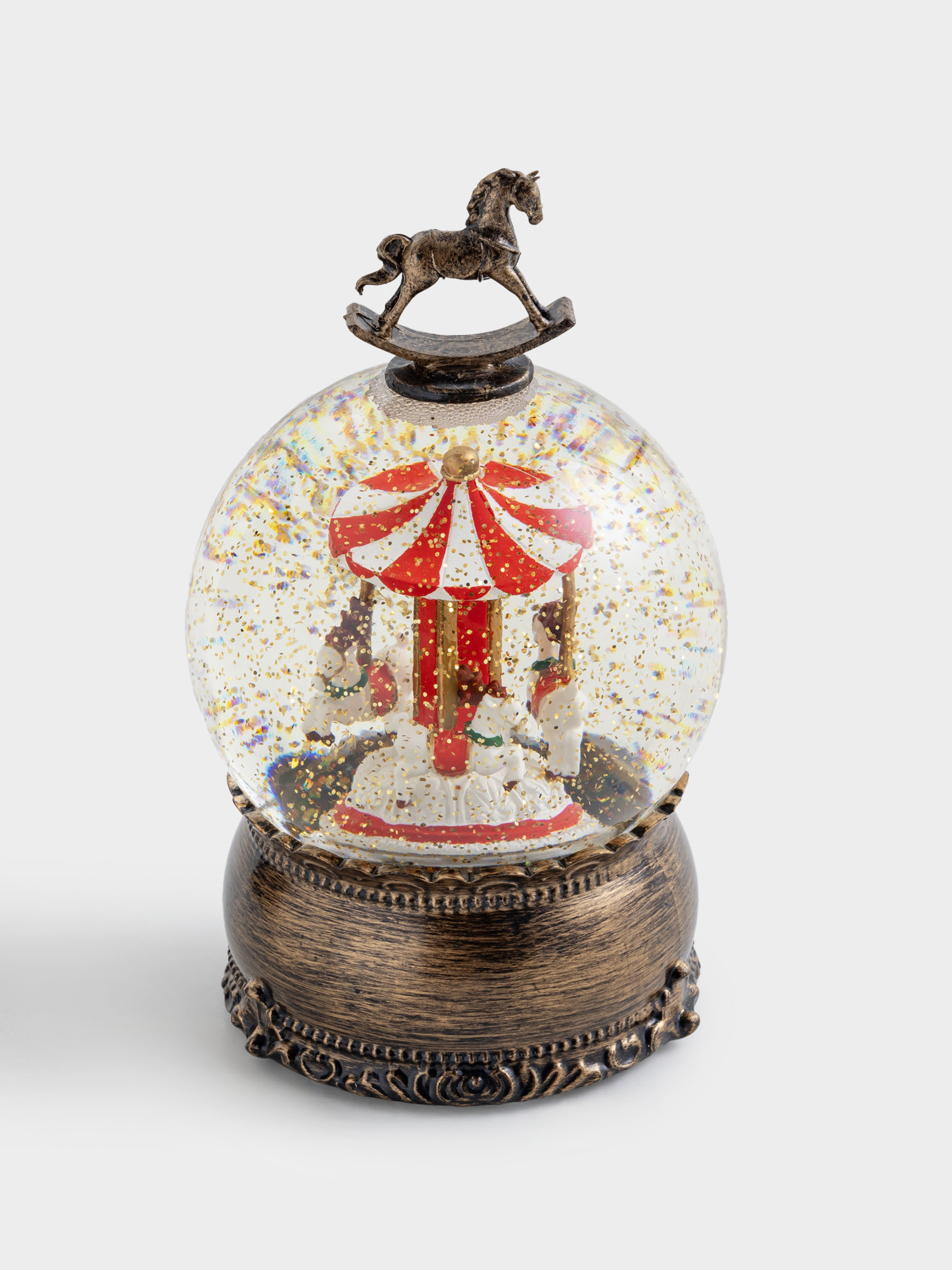 Снежный фонарь, 20 см, с подсветкой, пластик, бронзовый, Карусель, Bronze style, image-0