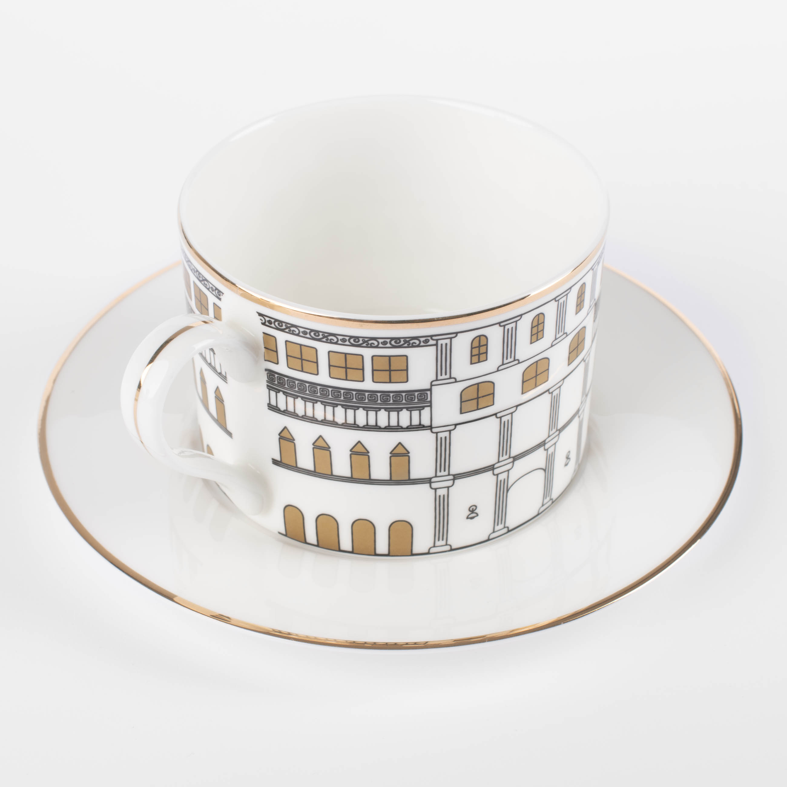 Пара чайная, 1 перс, 2 пр, 330 мл, фарфор F, белая, с золотистым кантом, Дом, House изображение № 2