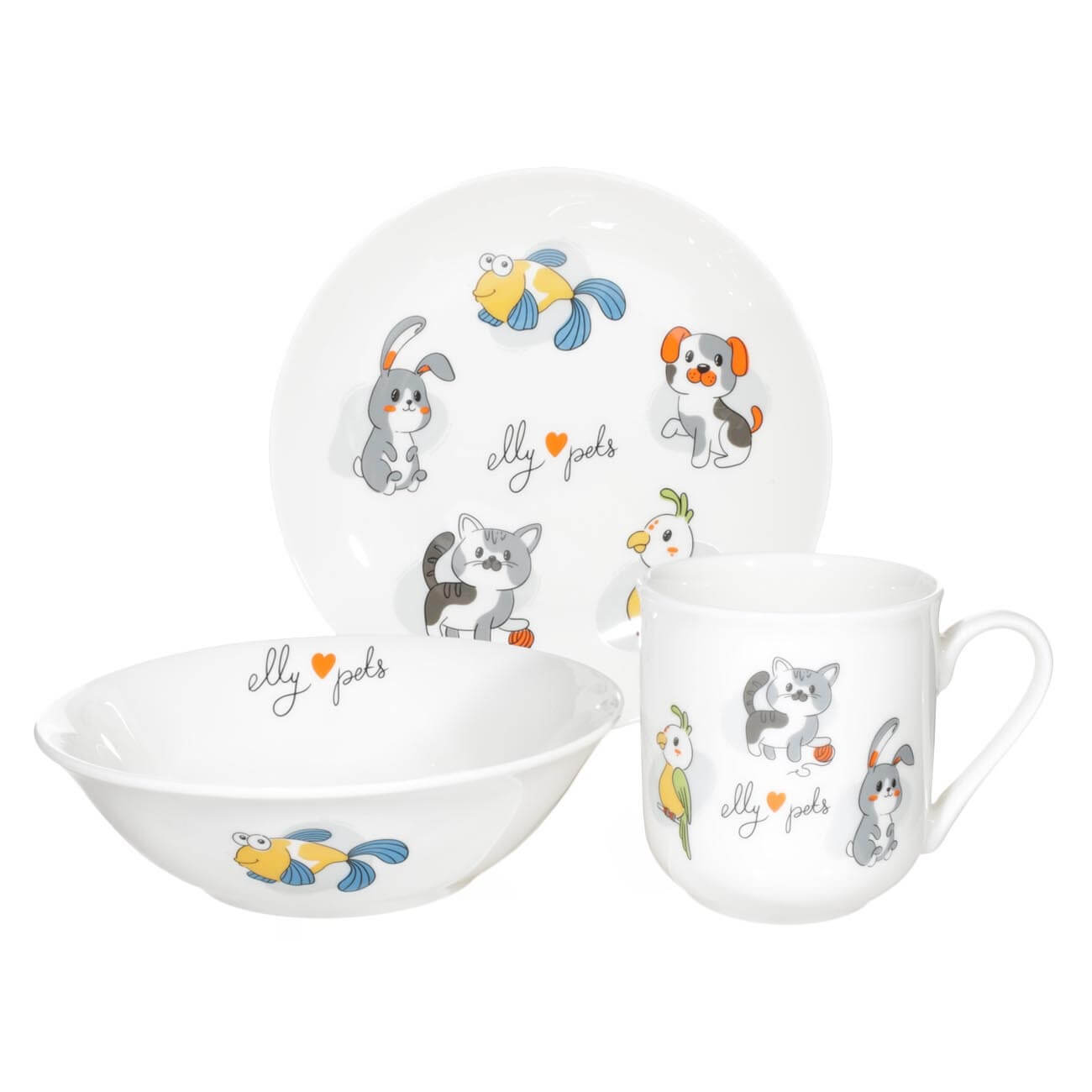 

Набор посуды, детский, 3 пр, фарфор N, белый, My pets, Little pet