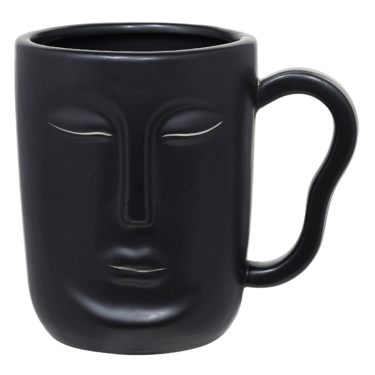 Кружка, 580 мл, керамика, черная, Лицо, Face - фото 1