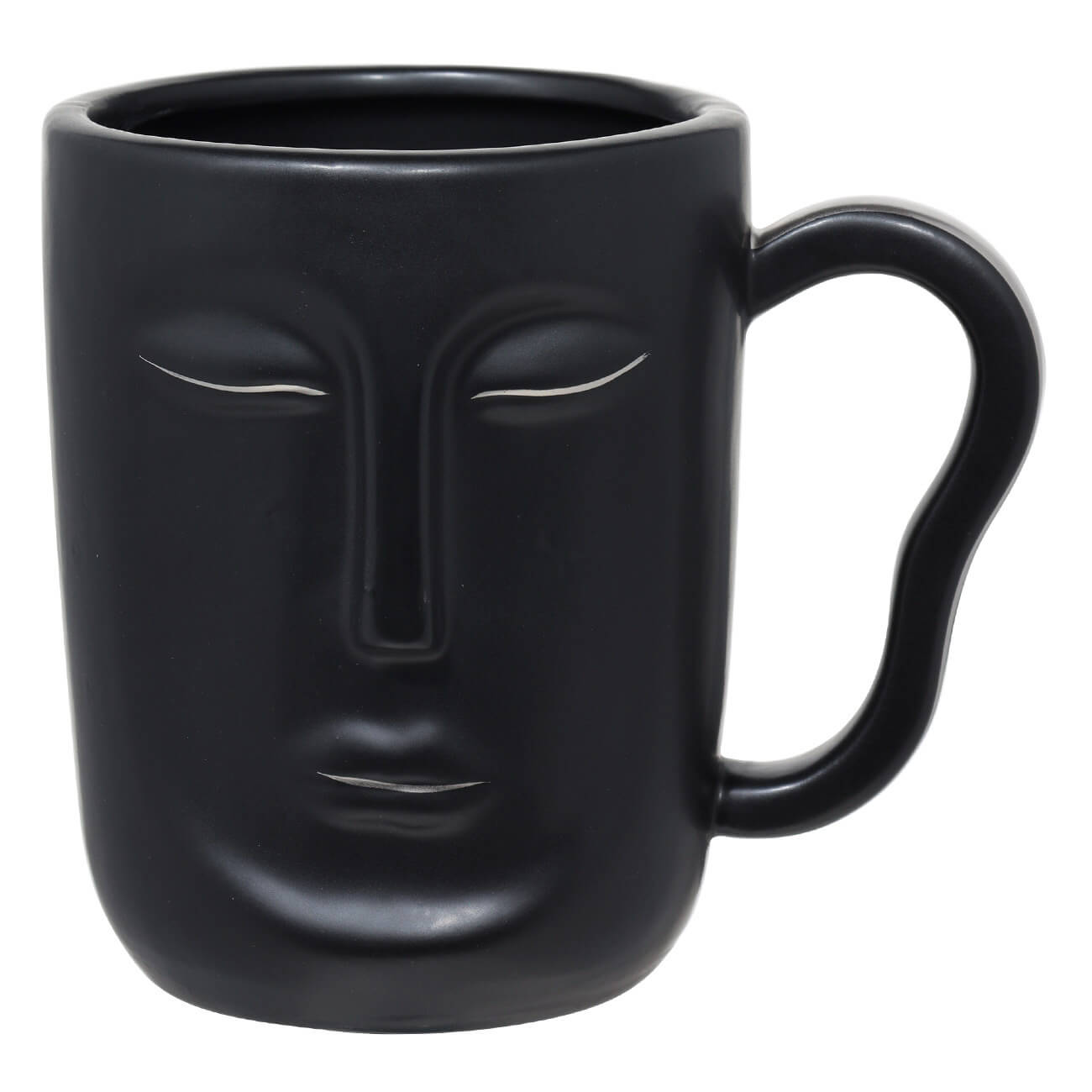 

Кружка, 580 мл, керамика, черная, Лицо, Face