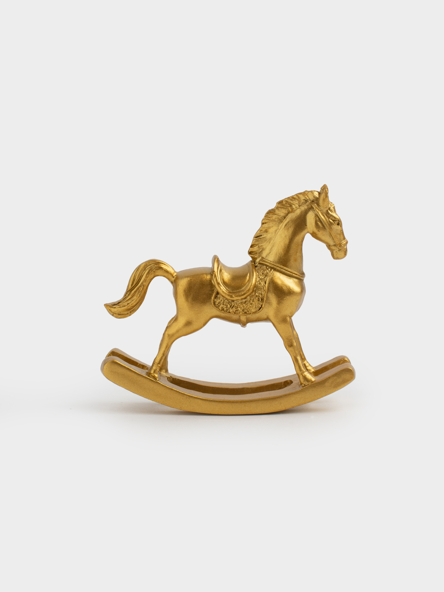 Статуэтка, 8 см, полирезин, золотистая, Лошадка-качалка, Horse gold, image-0