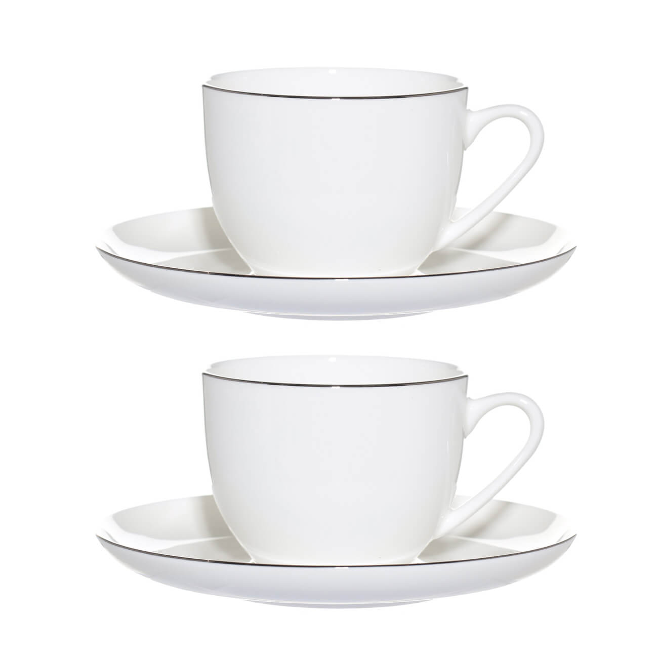 чайная пара cmielow art deco с тарелкой 250 мл фарфор 3 предмета Пара чайная, 2 перс, 4 пр, 250 мл, фарфор F, белая, Ideal silver