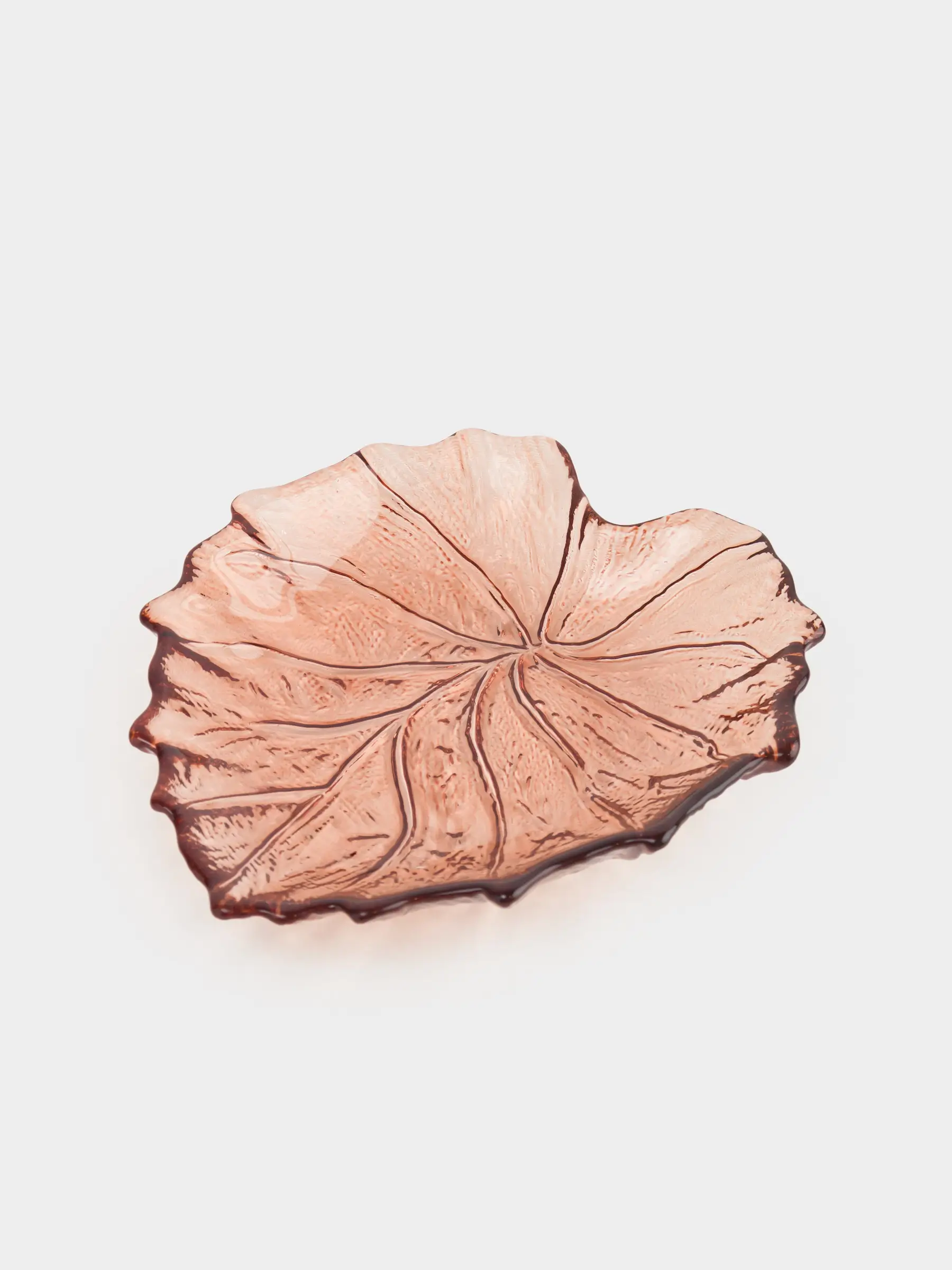 Блюдо, 16х14х2 см, стекло, коричневое, Лист, Leaves, image-0