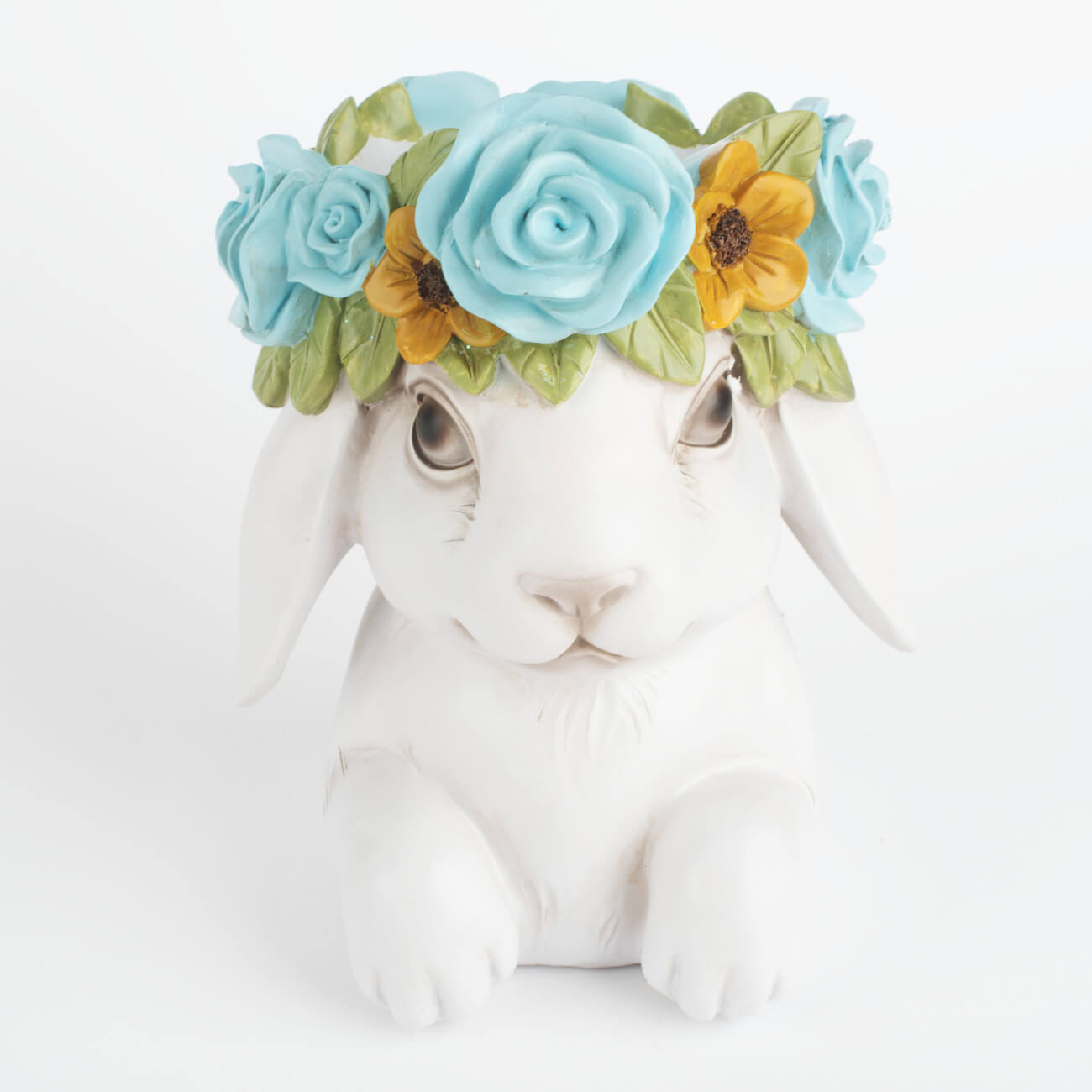 Ваза декоративная, 22 см, полирезин, серая, Кролик в венке, Pure Easter