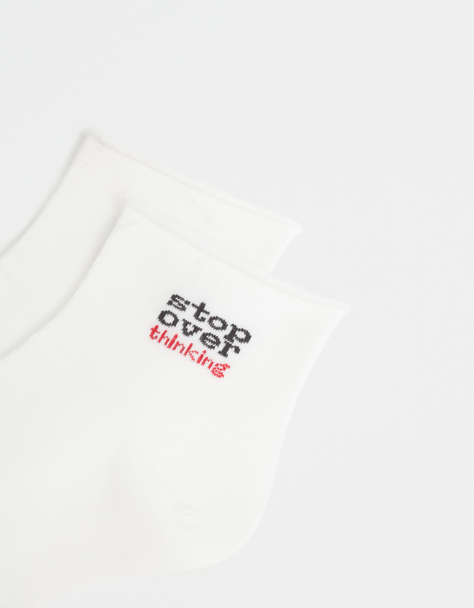 Носки женские, белые, Stop Overthinking, Slogan, image-2
