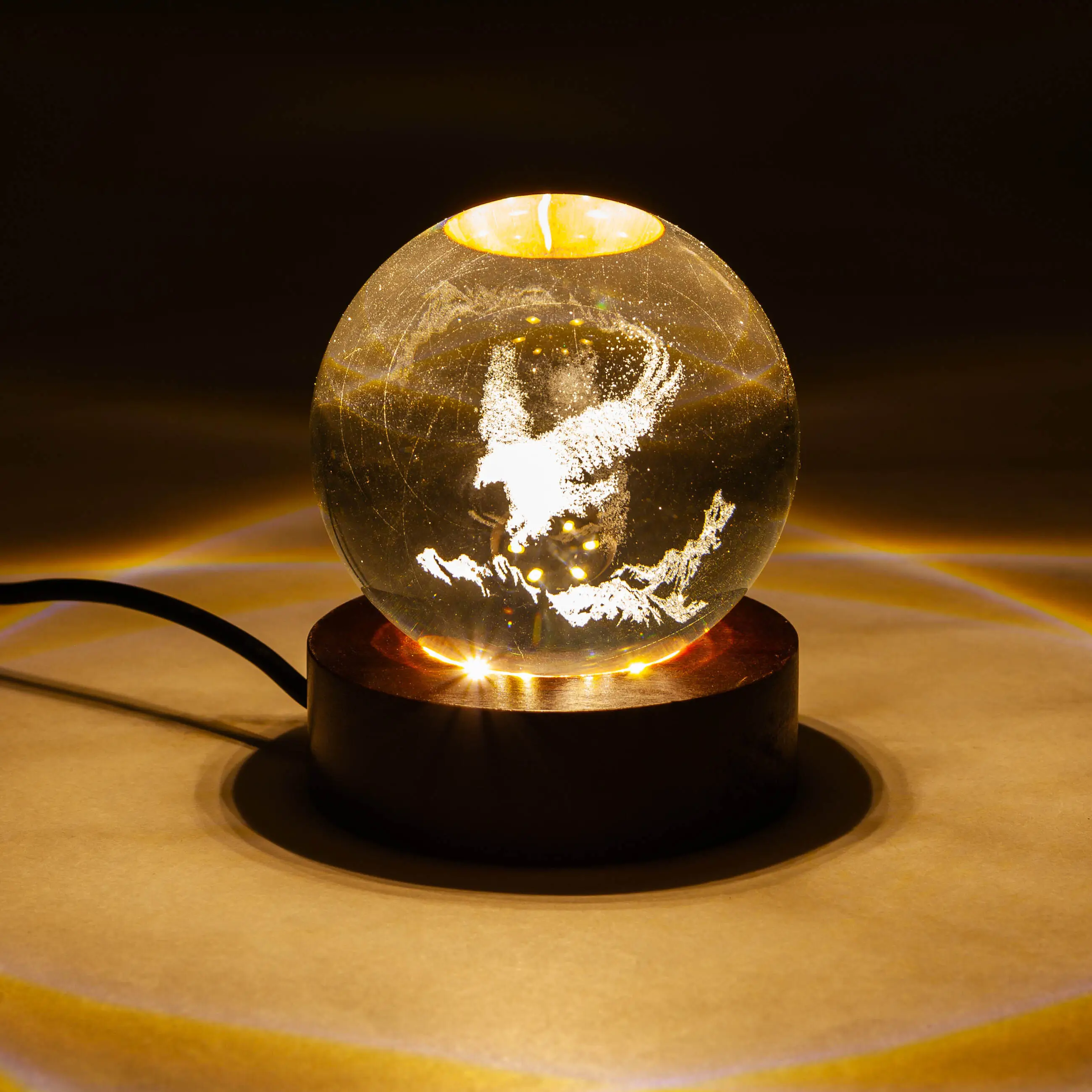 Светильник декоративный, 7 см, с подсветкой, стекло/дерево, Орел, Illumination, image-0