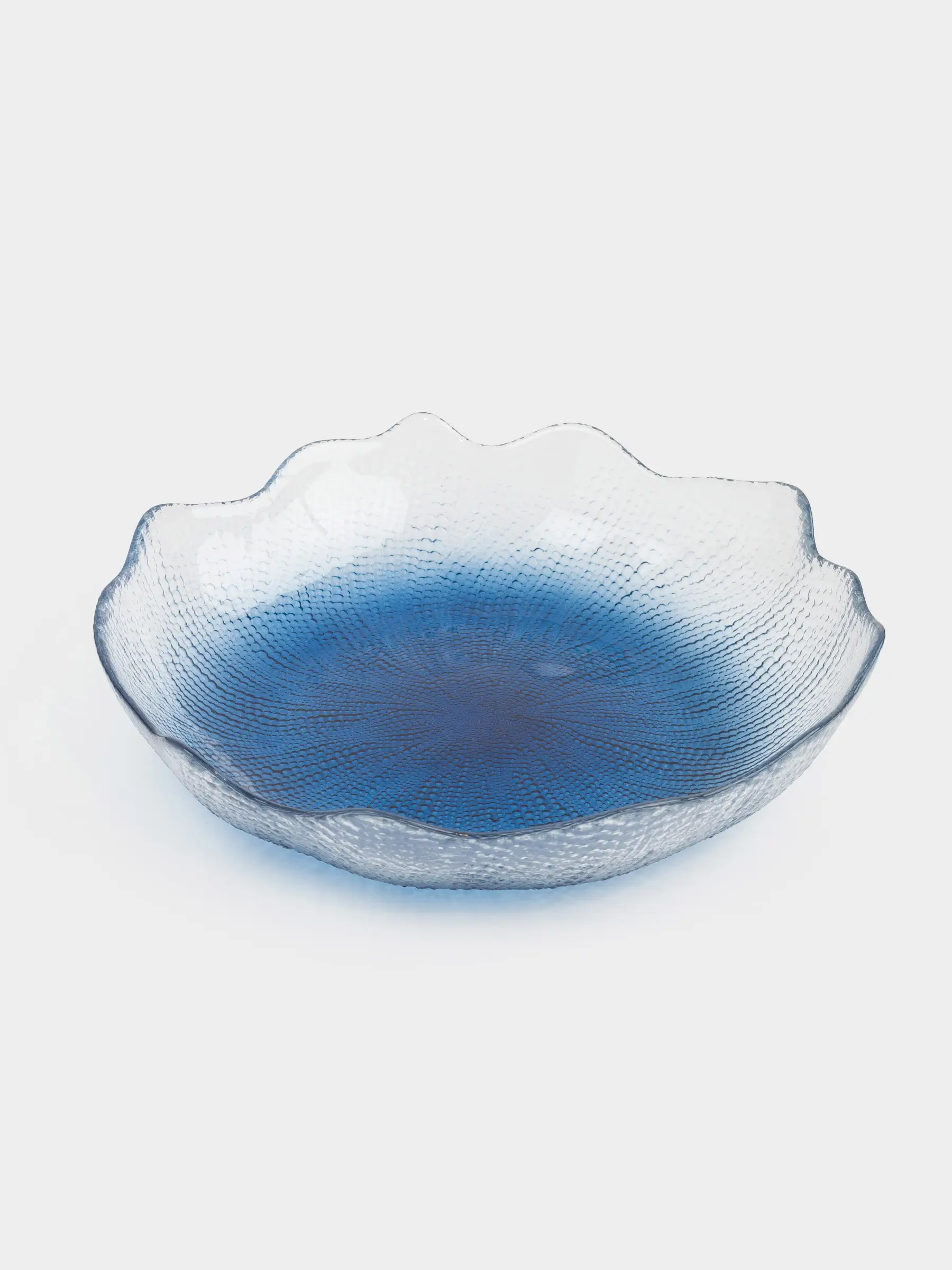 Блюдо глубокое, 21х4 см, стекло, синий градиент, Grain gradient, image-0