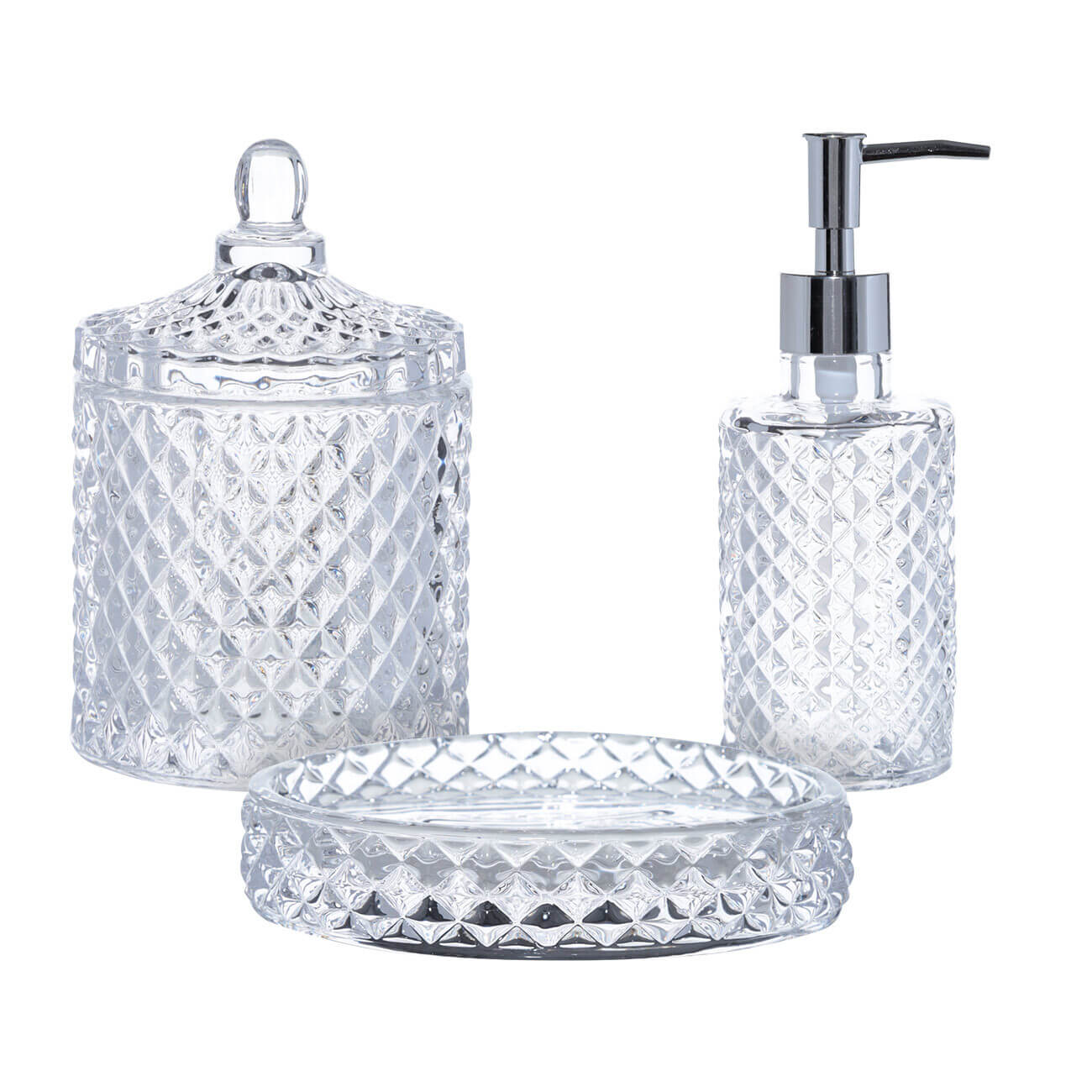 Kuchenland Набор для ванной, 3 пр, стекло/пластик, Naiad диспенсер для жидкого мыла 200 мл стекло металл грани shower crystal glance