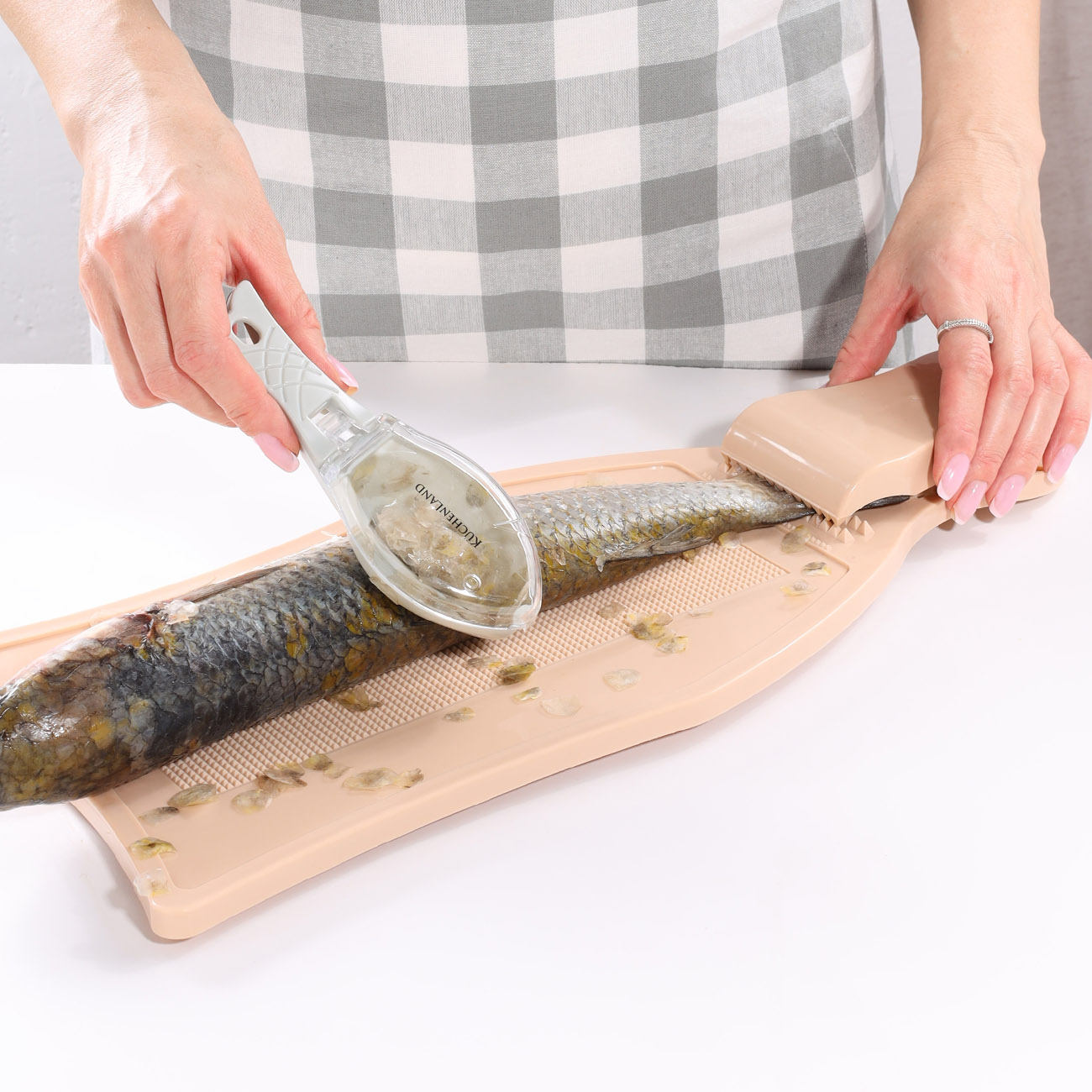 Нож для чистки рыбы, 16 см, с контейнером, пластик, серый, Рыба, Assist изображение № 5