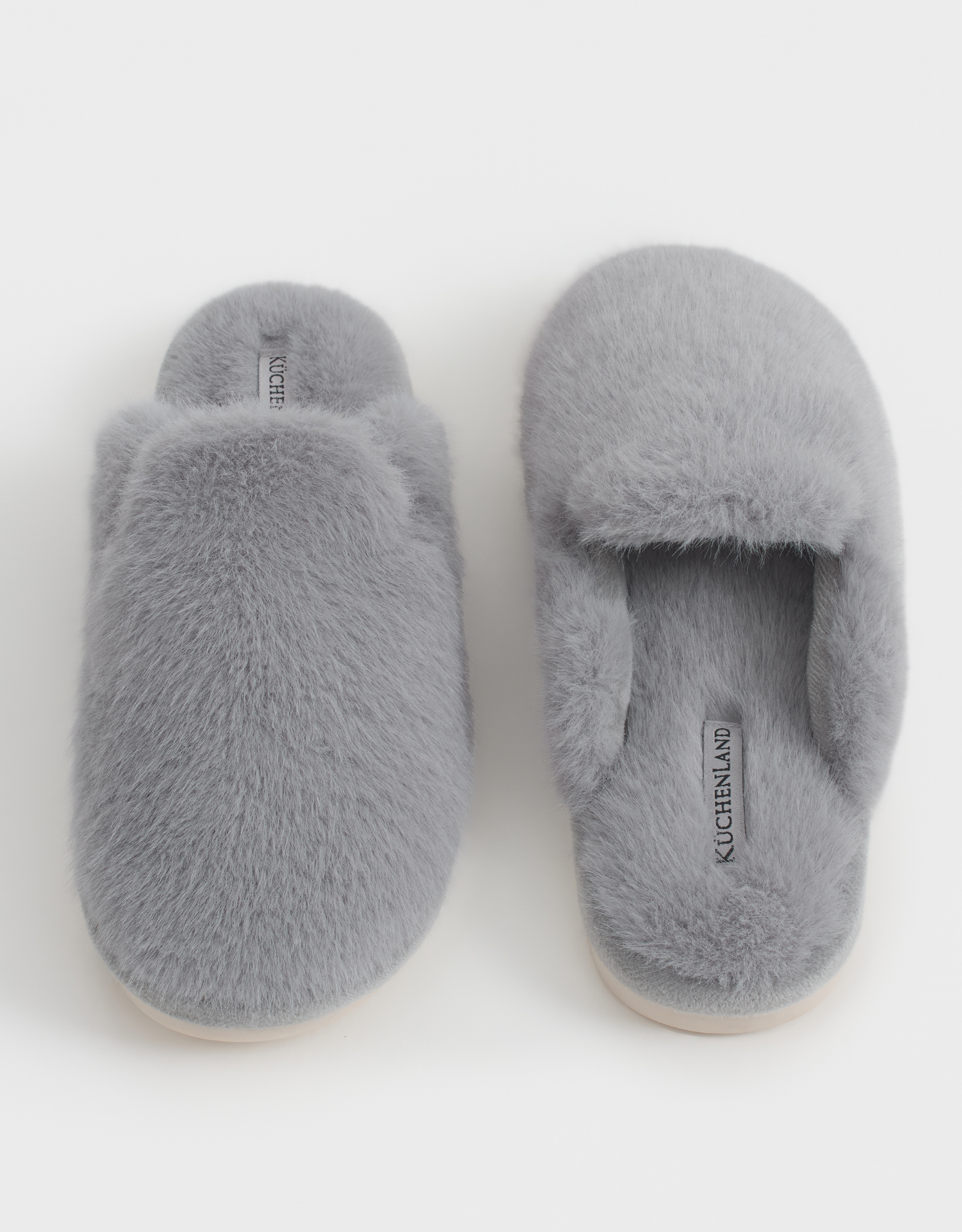 Тапочки женские, домашние, искусственный мех, серые, Mules, image-2