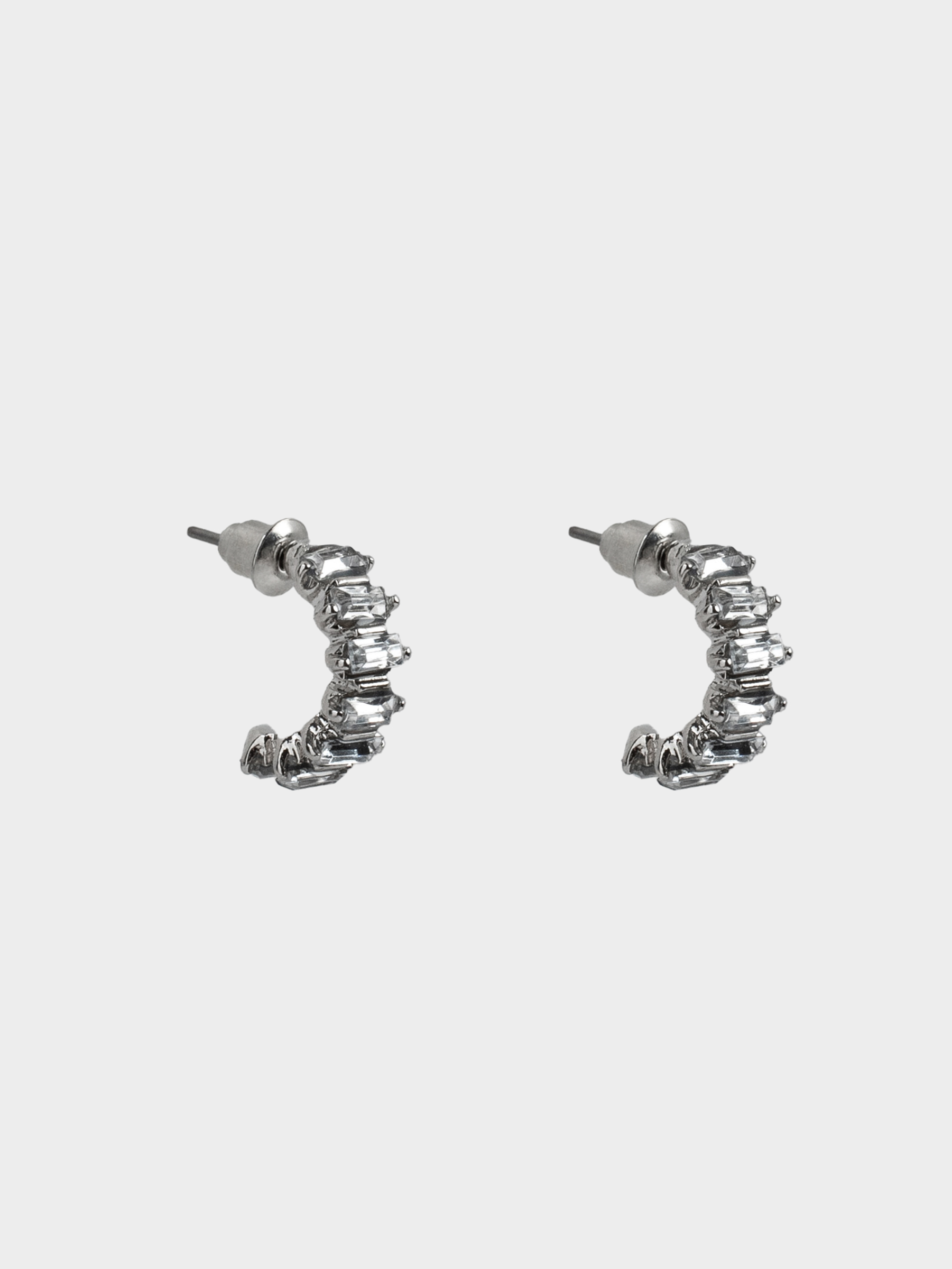 Серьги-пусеты, 1 см, 2 шт, металл/акрил, серебристые, Кристаллы, Jewelry crystal, image-0