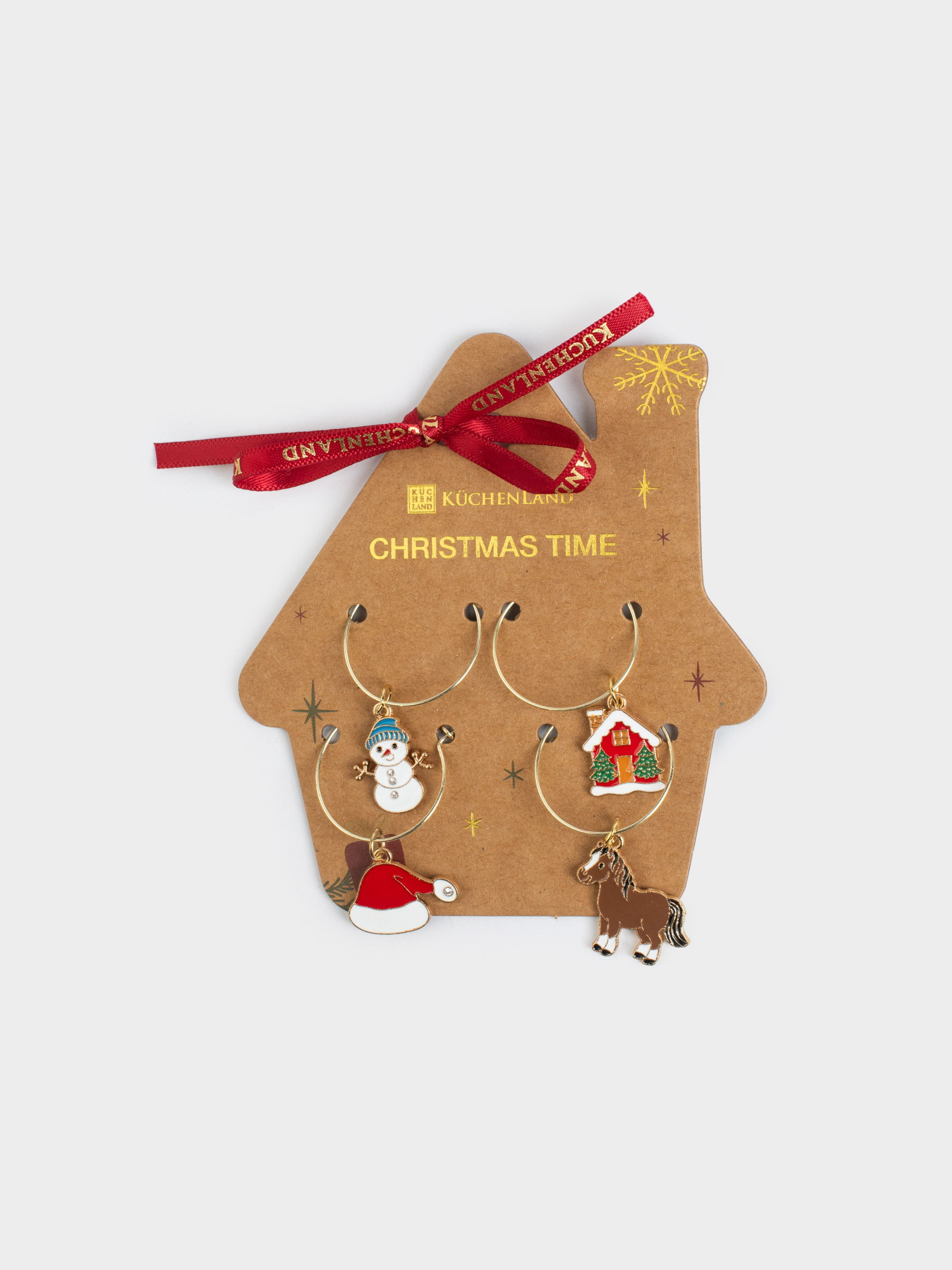 Подвеска для бокала, 4 шт, металл/стразы, Новогодние атрибуты, Christmas time, image-5