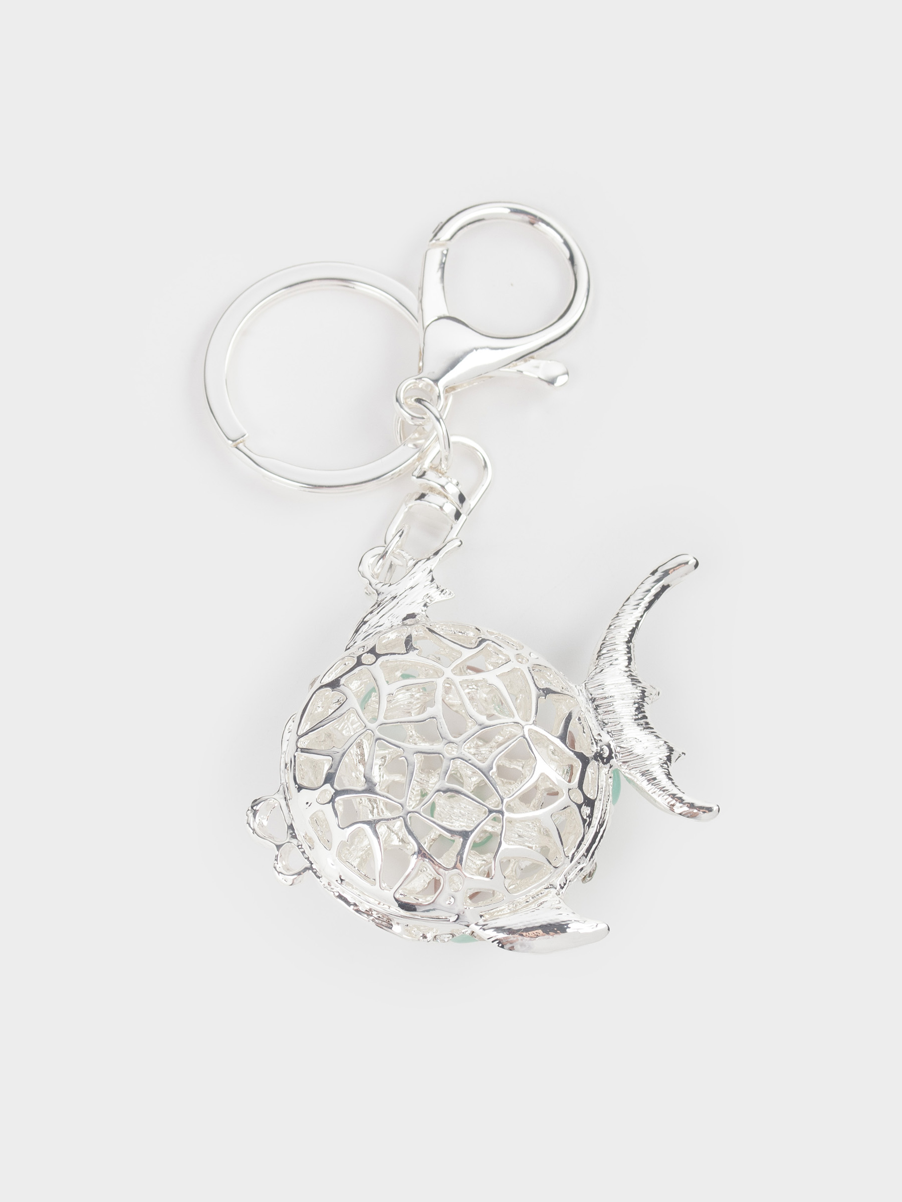 Брелок, 12 см, металл/стразы, серебристый, Рыба-шар, Keychain crystal, image-3