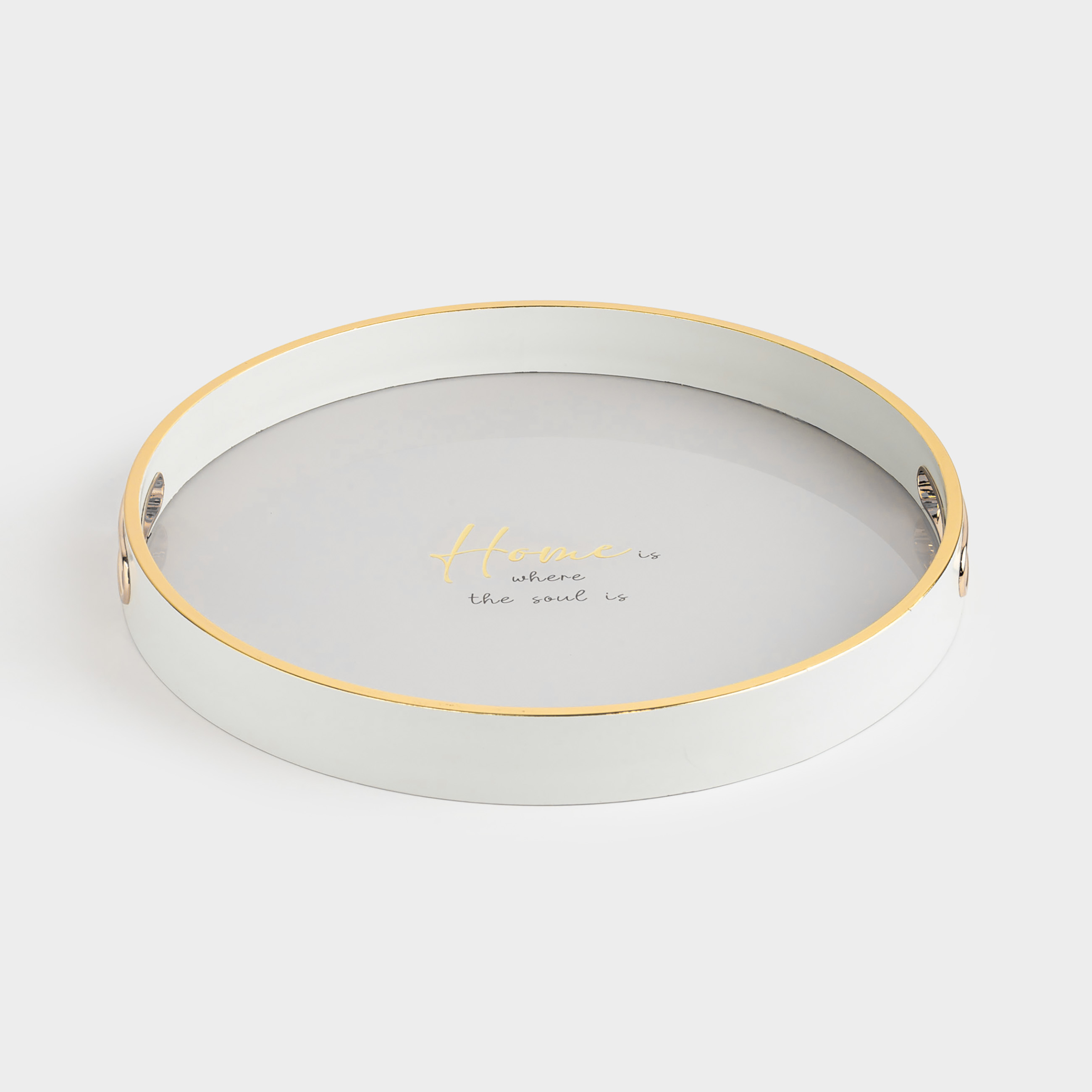 Поднос 36 см пластикстекло круглый молочно-золотистый Home Fardella 2490₽