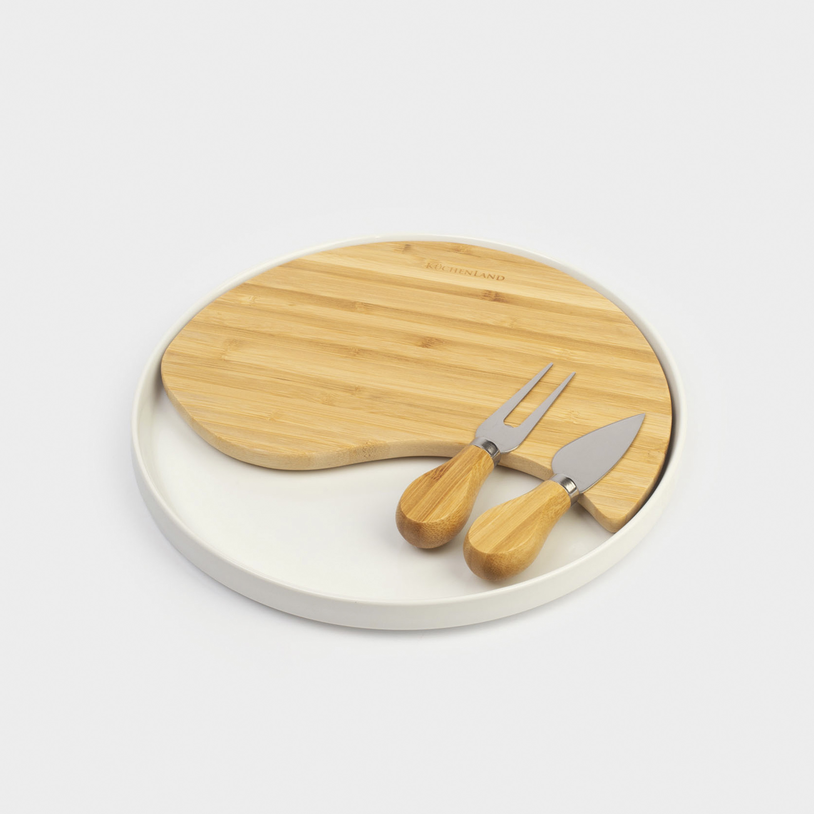 Набор для сыра 4 пр блюдо-доска на подставке керамикабамбук Круг Cheese 2990₽