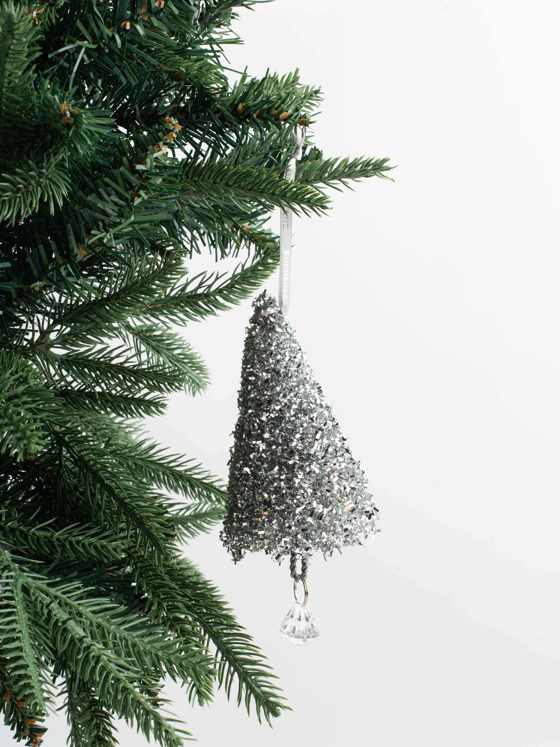 Игрушка елочная, 14 см, пластик/металл, серебристая, Елка с шариками, Spruce bell, image-1