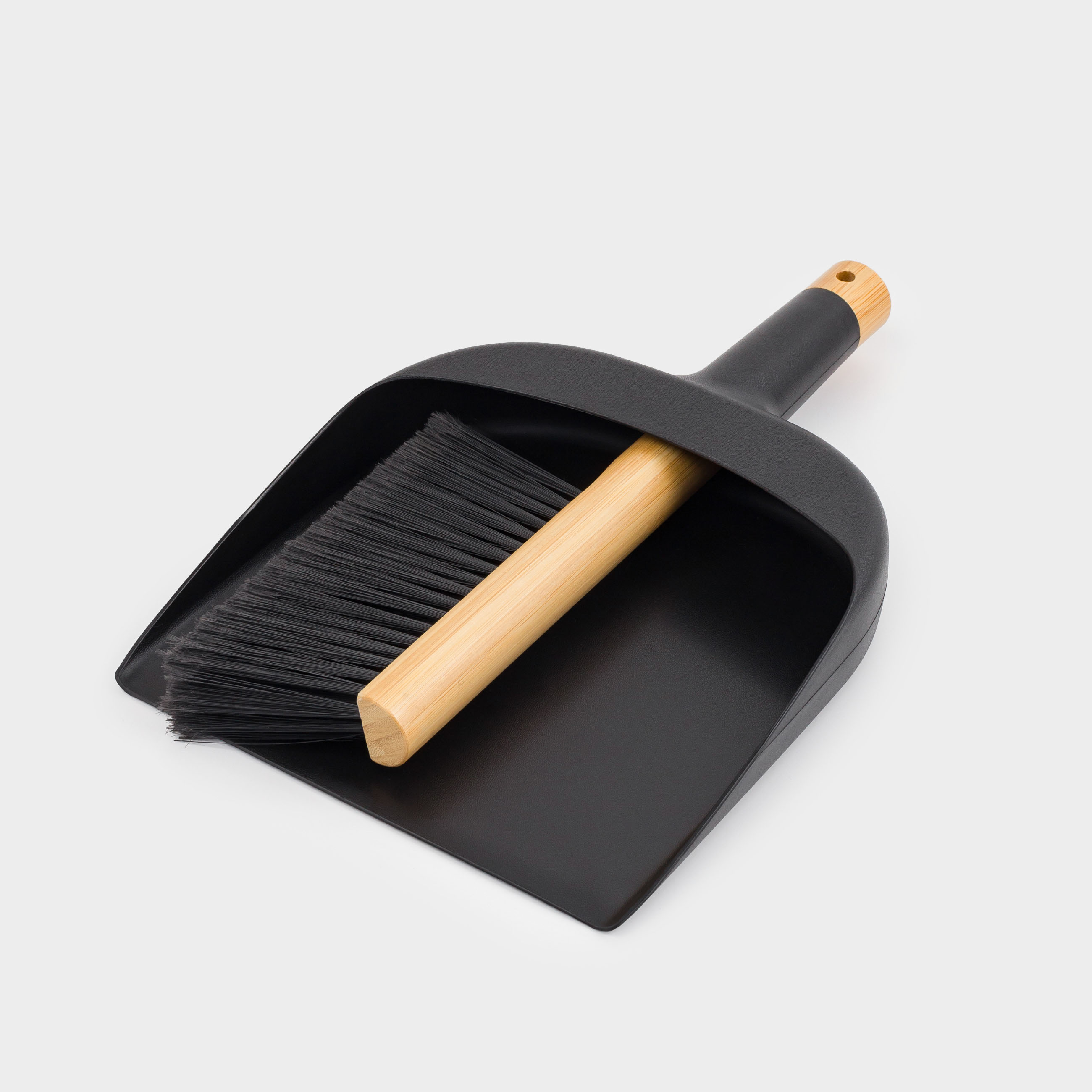 Щетка для мусора, с совком, 33 см, бамбук/пластик, черная, Black clean, image-1