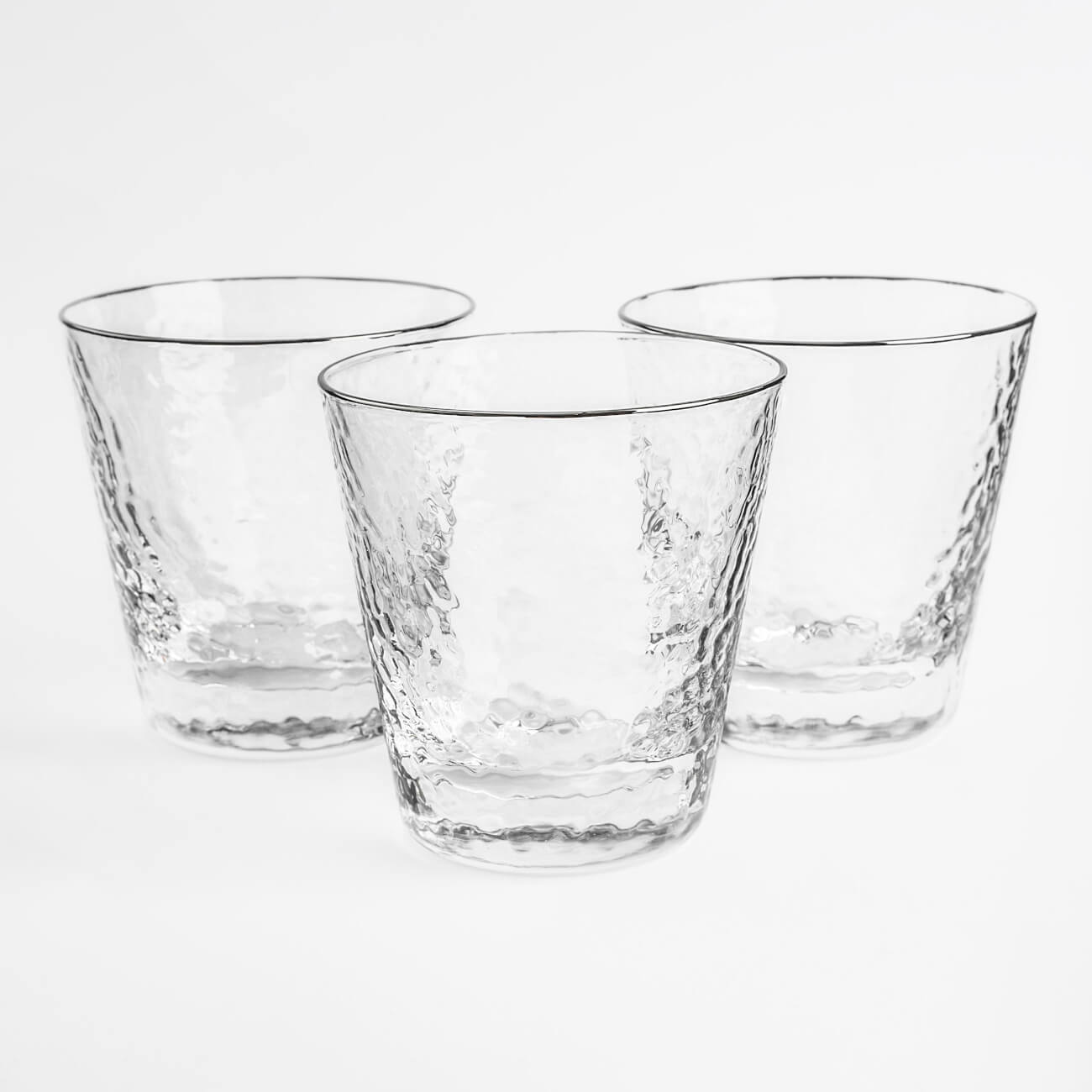 стакан для виски crystalex идеал набор 6 шт стекло 00895 Стакан для виски, 270 мл, 6 шт, стекло, с серебристым кантом, Ripply silver