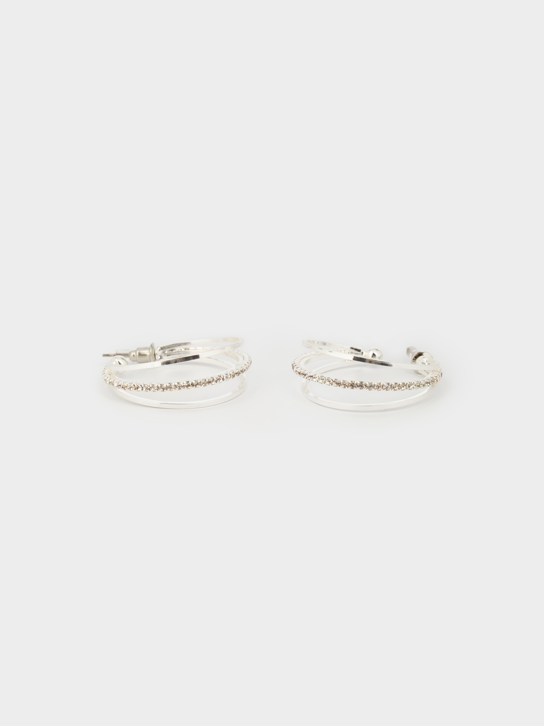 Серьги-пусеты, 3 см, 2 шт, металл/стразы, серебристые, Кристаллы, Jewelry crystal, image-3