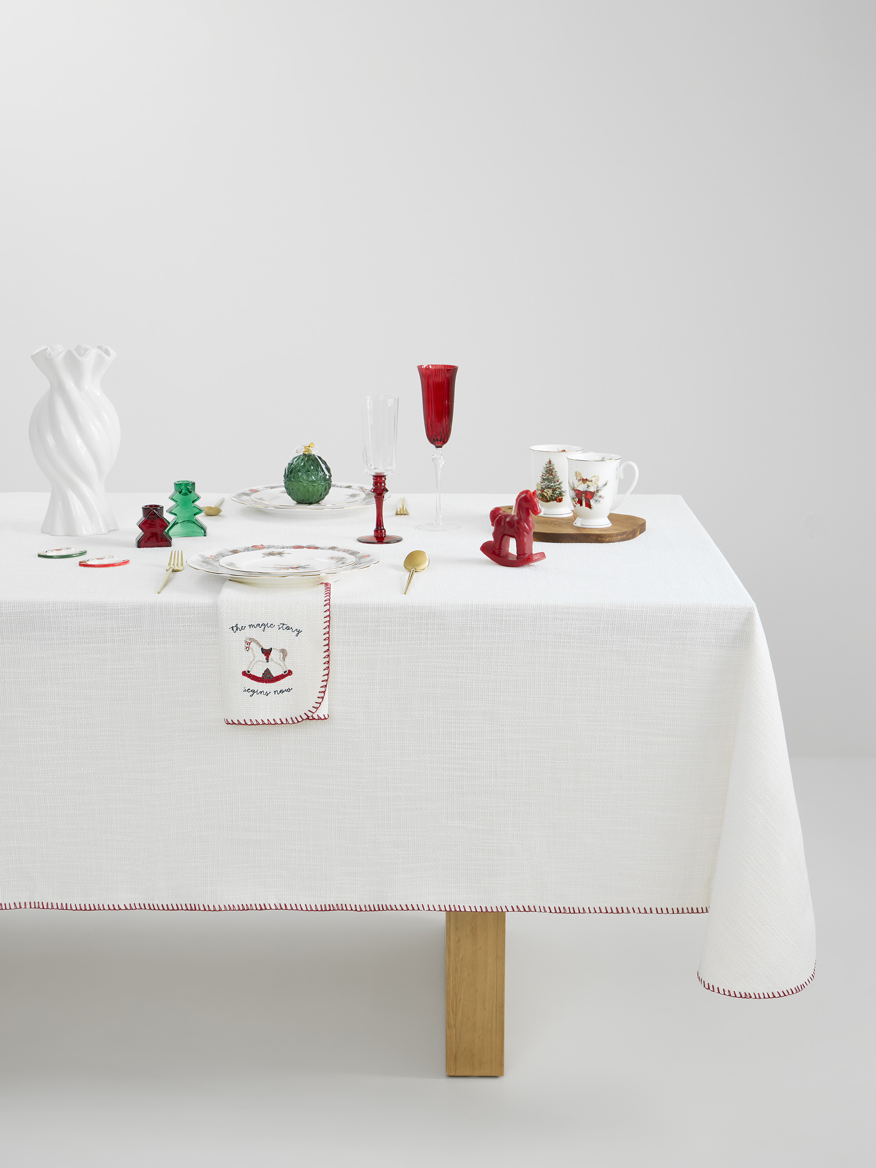 Скатерть, 170х250 см, со строчкой, полиэстер, молочная, Рогожка, Gunny traditions, image-0