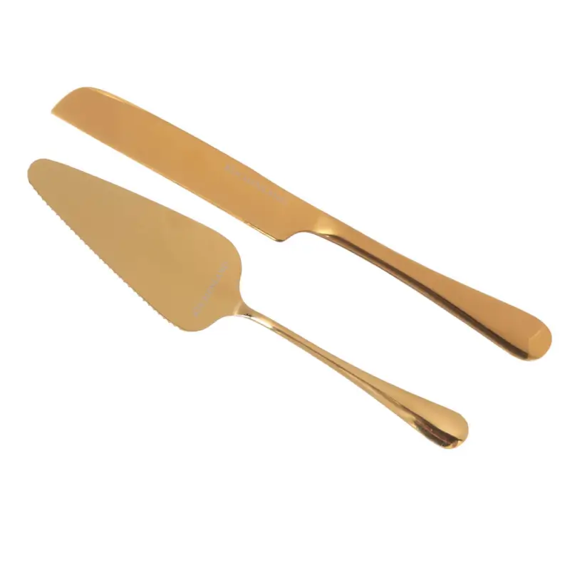 Приборы для сервировки торта, 2 пр, лопатка/нож, сталь, золотистые, Classic gold