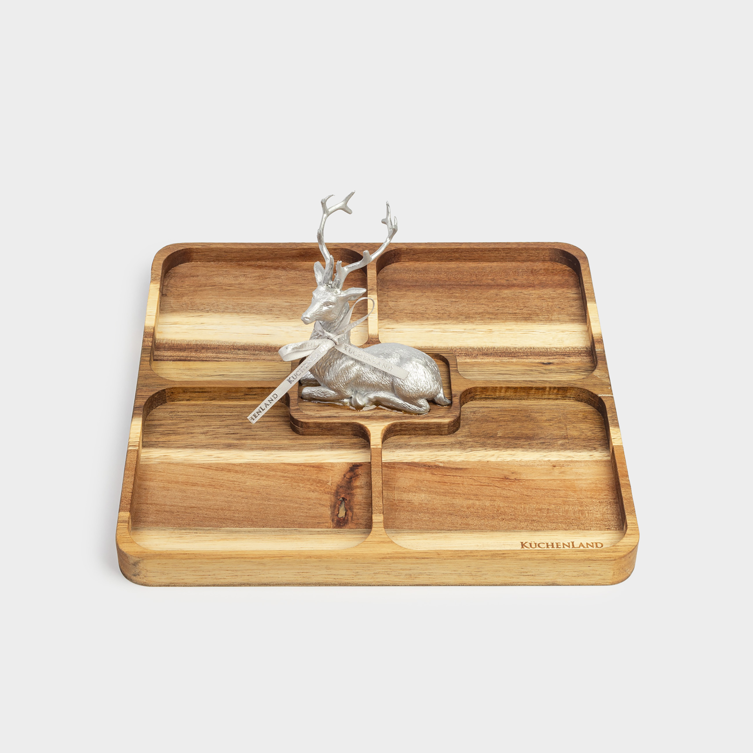 Менажница с декором 25х25 см 4 отд деревополирезин Олень Noble tree 1990₽