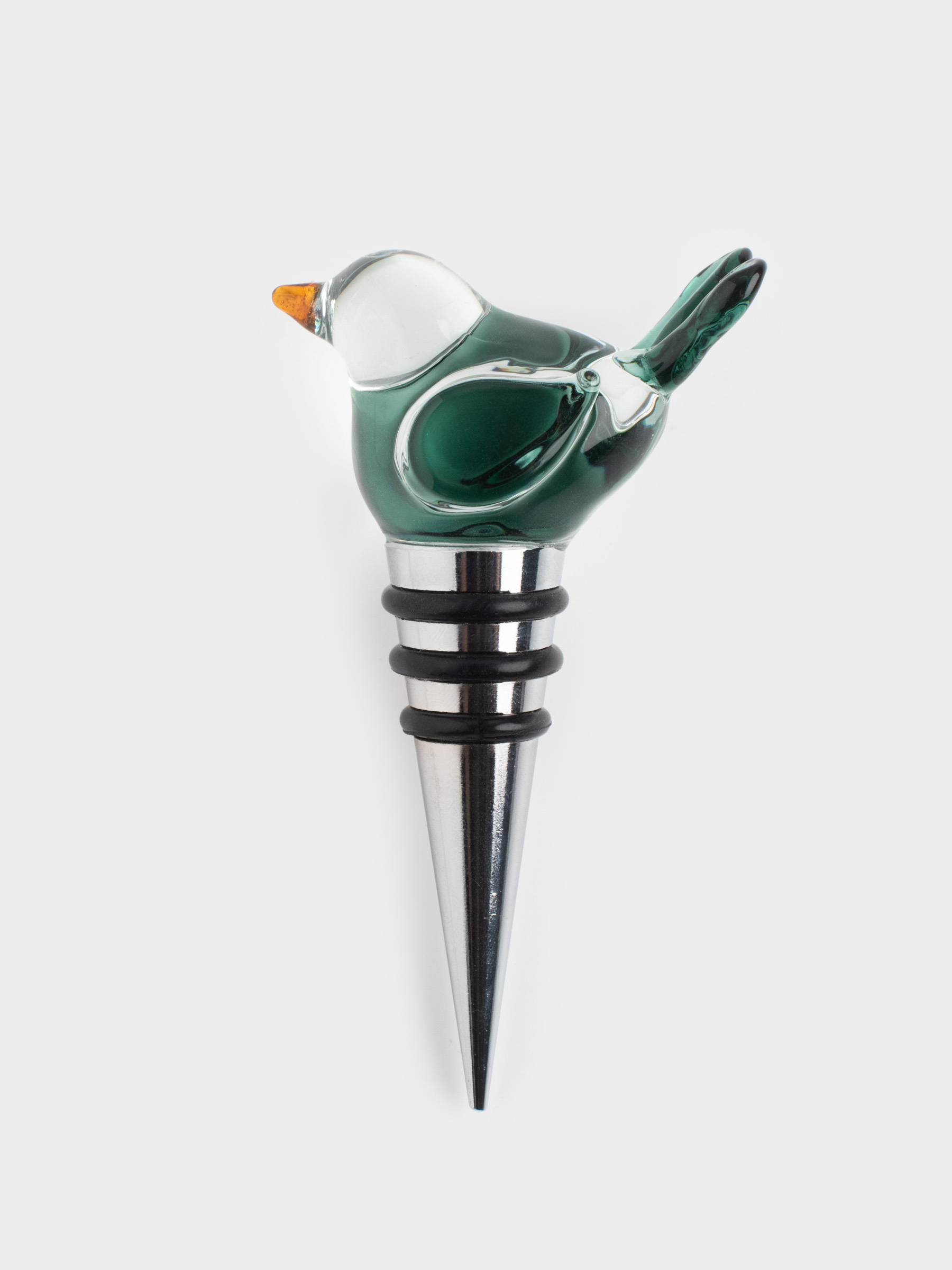 Пробка для винной бутылки, 10 см, металл/стекло, Голубая птица, Birds, image-0
