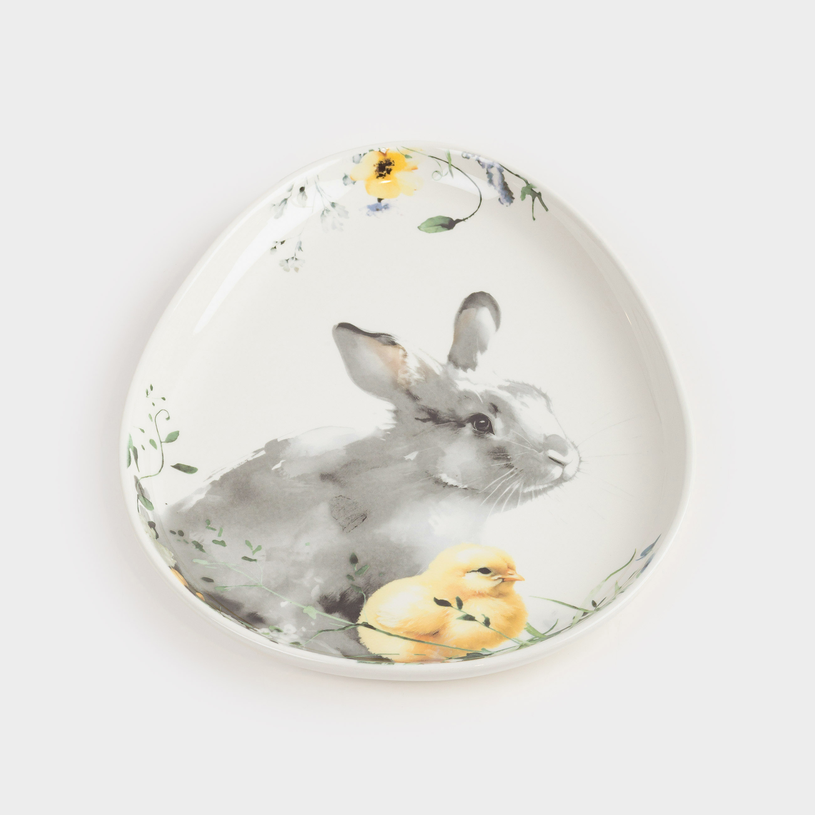 Блюдо, 25х20 см, керамика, белое, Яйцо, Кролик и цыпленок, Easter, image-2