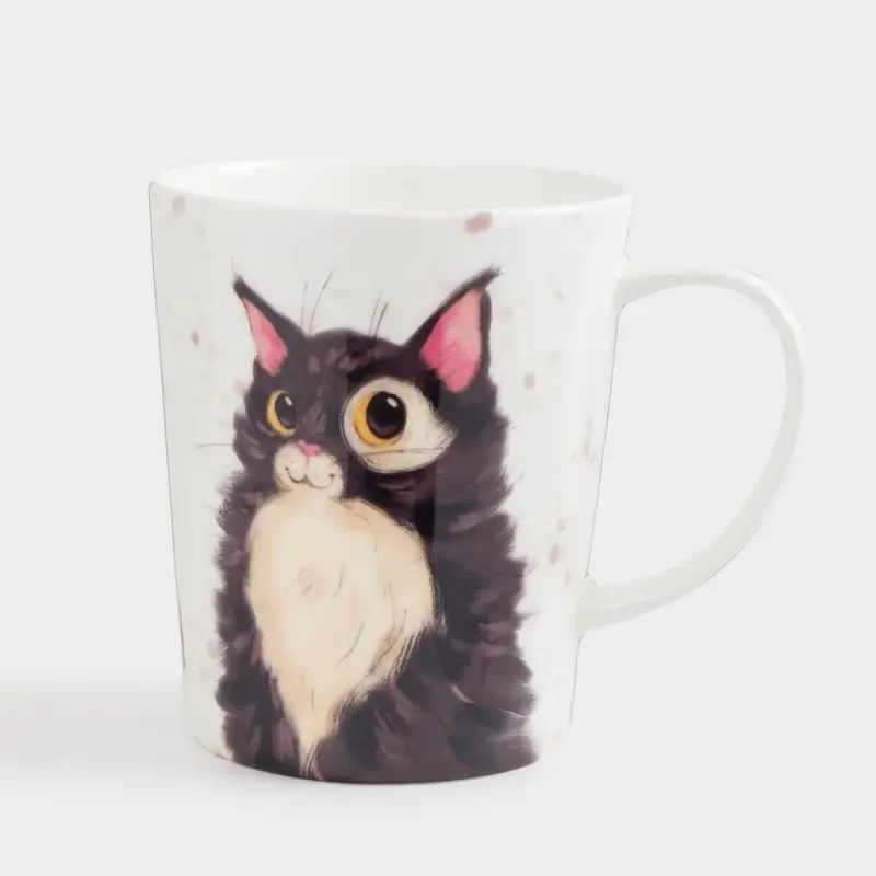Кружка, 350 мл, фарфор F, белая, Пушистый кот, Cat