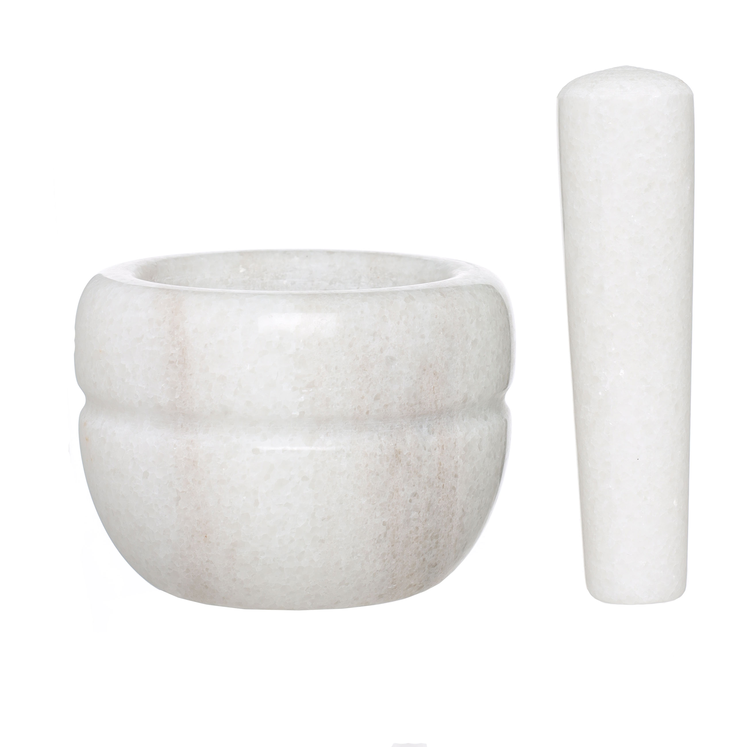 Ступка для специй, 10 см, с пестиком, мрамор, белая, Полоса, Marble, image-1