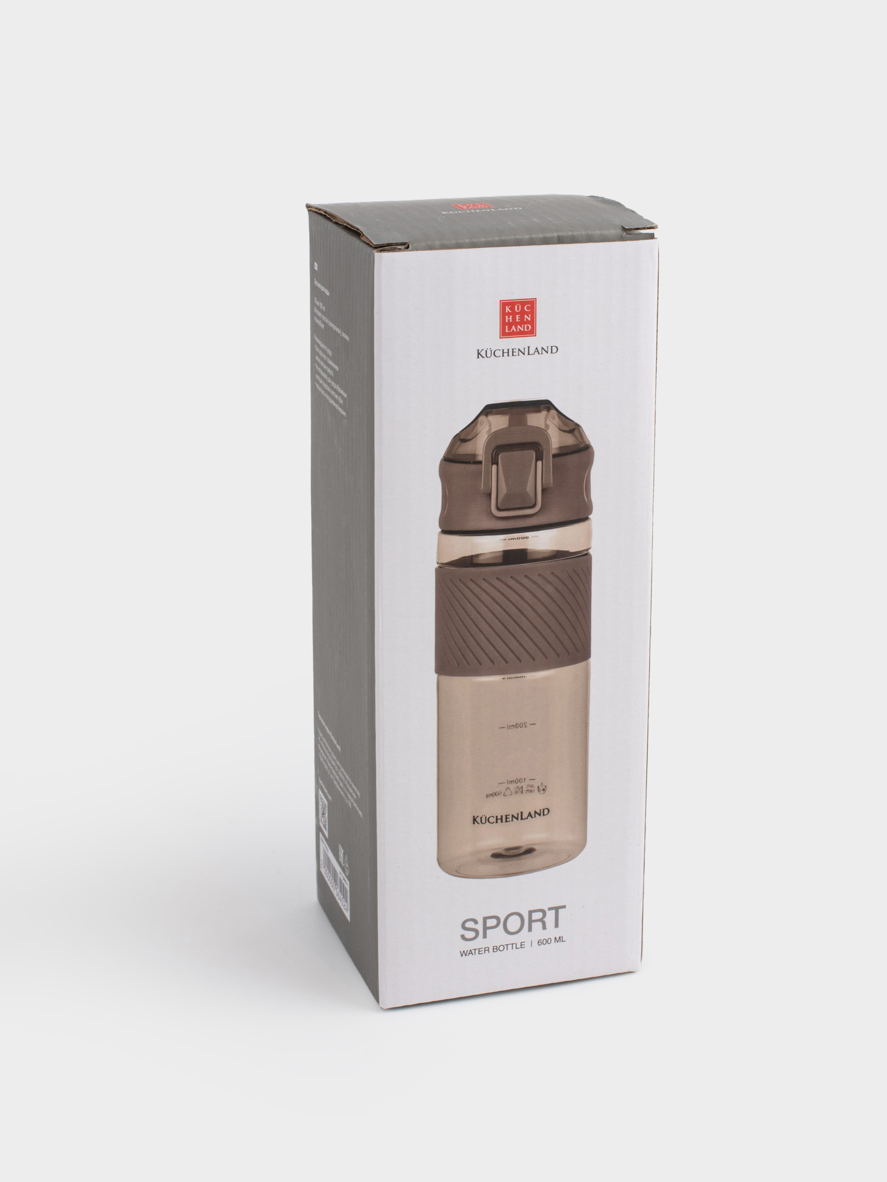 Бутылка для воды, 600 мл, пластик/силикон, коричневая, Sport, image-5