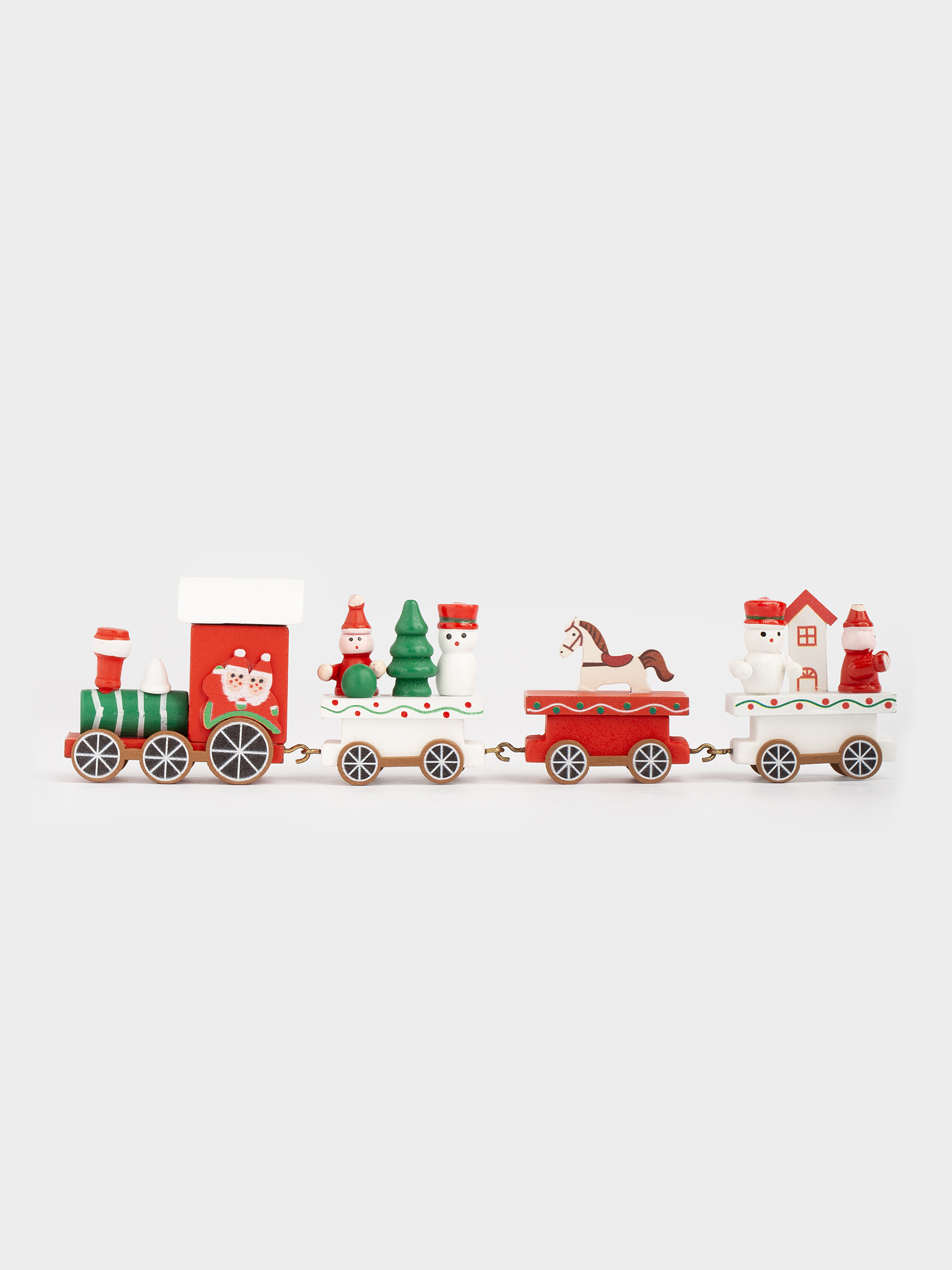 Статуэтка, 25 см, МДФ, красно-белая, Паровозик со снеговиком и елкой, Christmas style, image-0