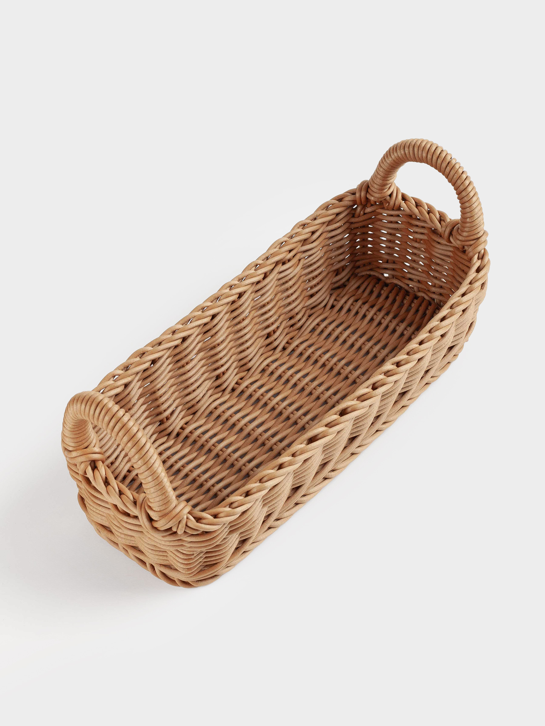Корзина для продуктов, 28x11 см, с ручками, ротанг, прямоугольная, коричневая, Twig, image-2