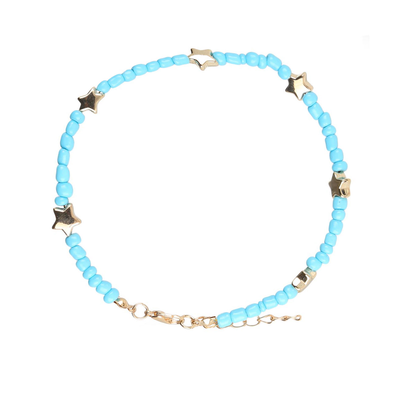 

Браслет на ногу, 7 см, пластик/металл, голубой, Звезды, Jewelry