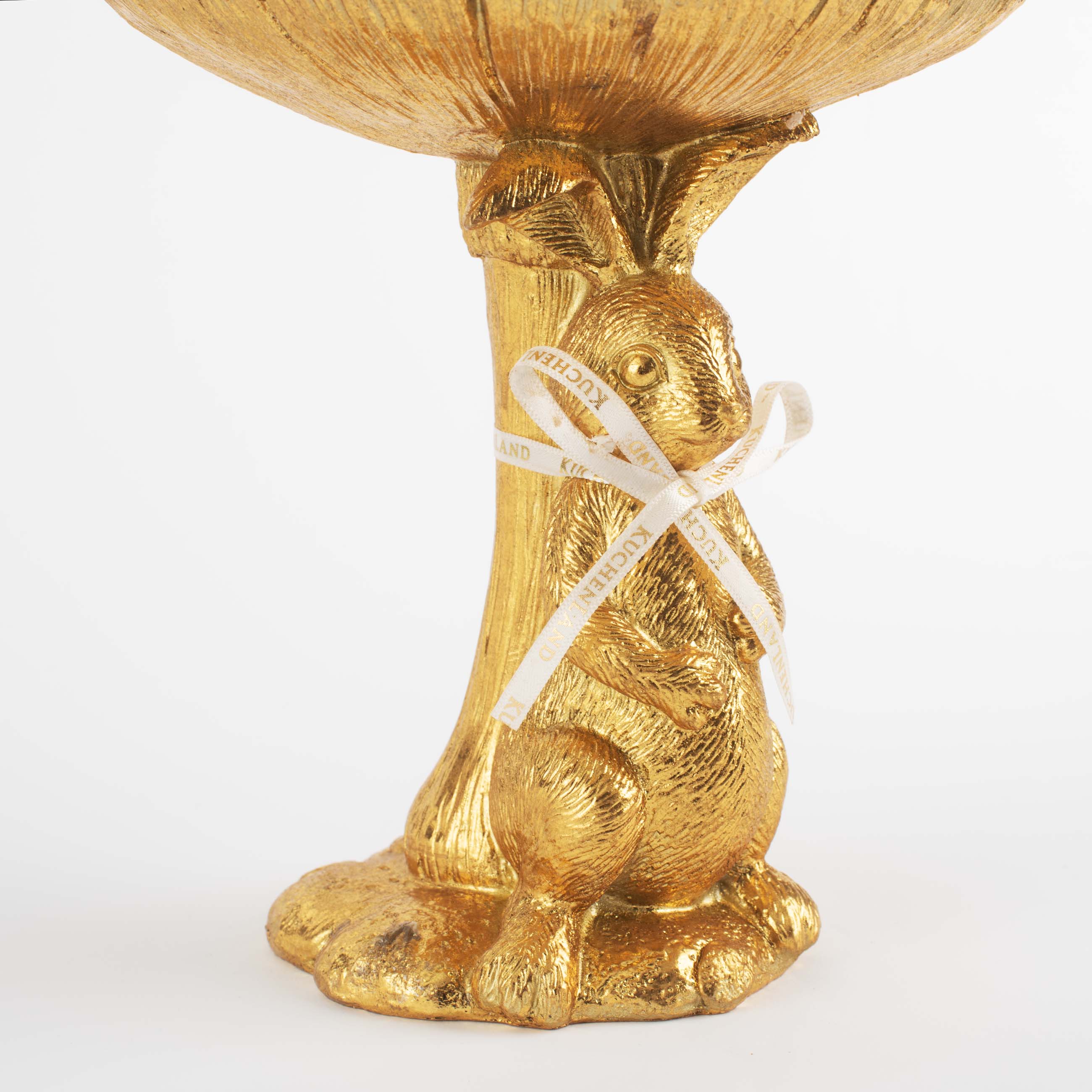 Блюдо декоративное, 18 см, полирезин, золотистое, Кролик под грибом, Easter gold изображение № 4