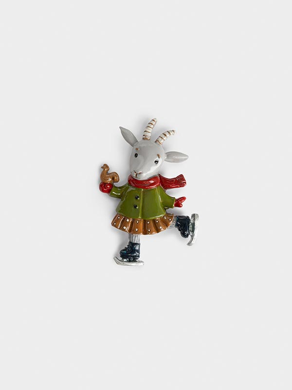 Магнит, 9 см, Козочка на коньках, Goat