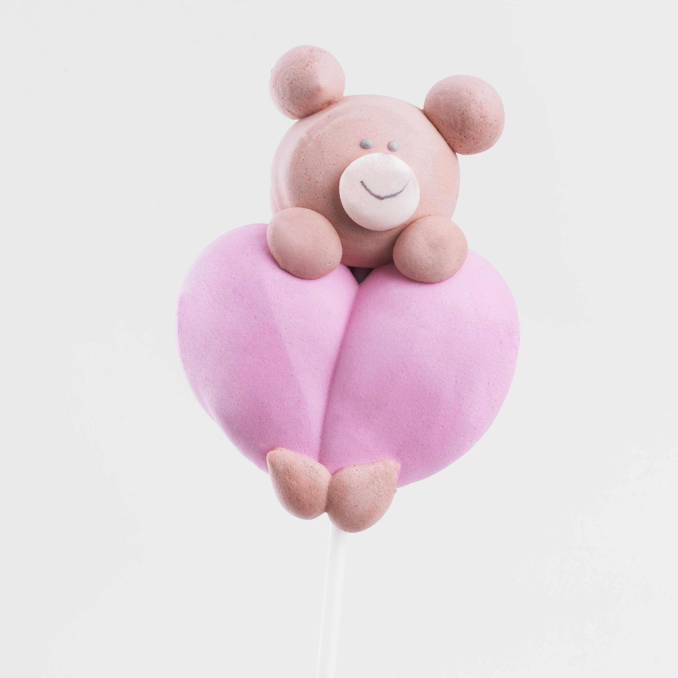 Маршмеллоу, 17 гр, на палочке, коричнево-розовое, Ваниль, Мишка с сердцем, Sweet life изображение № 2