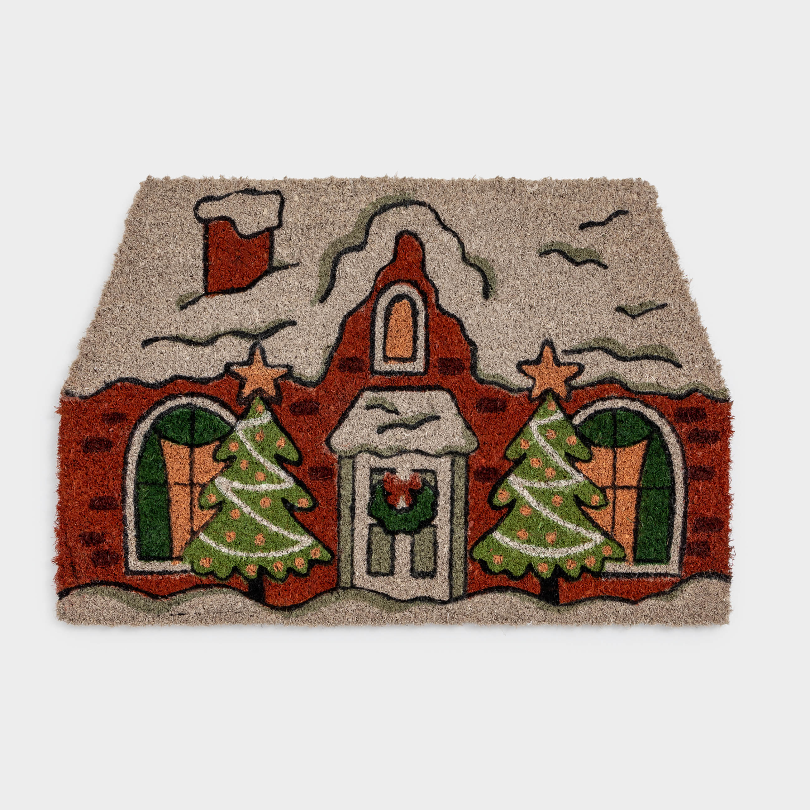Коврик придверный 40х60 см кокосПВХ фигурный красный Домик House built 1290₽