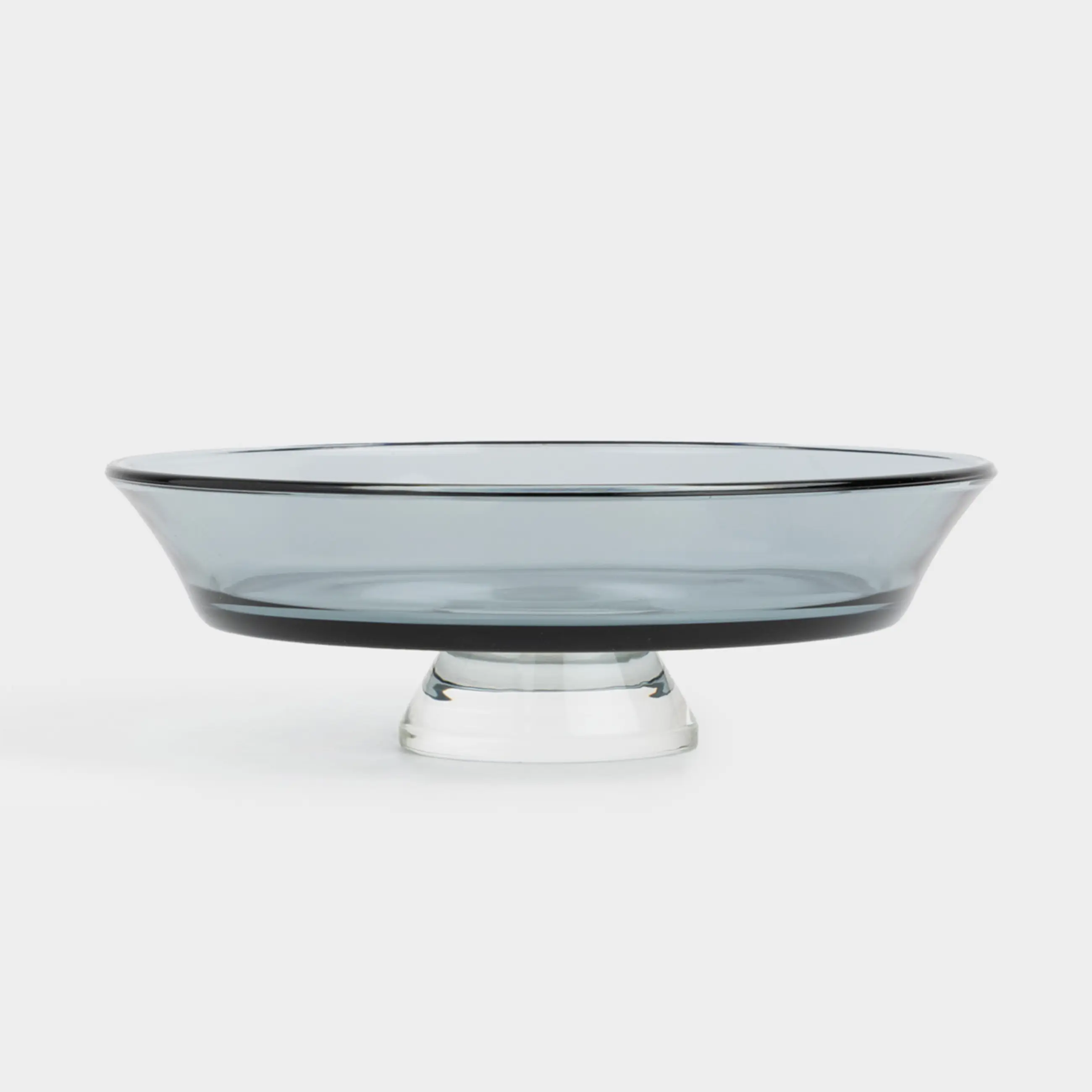 Блюдо на ножке, 20х7 см, стекло, серое, Clear grey