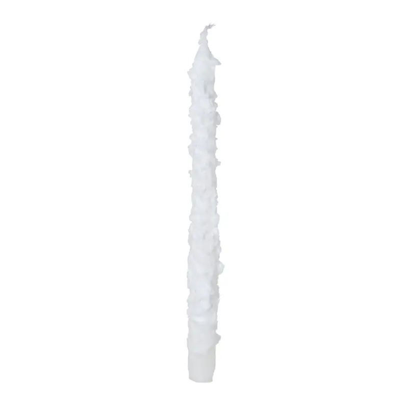 Свеча, 25 см, тонкая, белая, Застывший снег, Snowy candle ,image-0