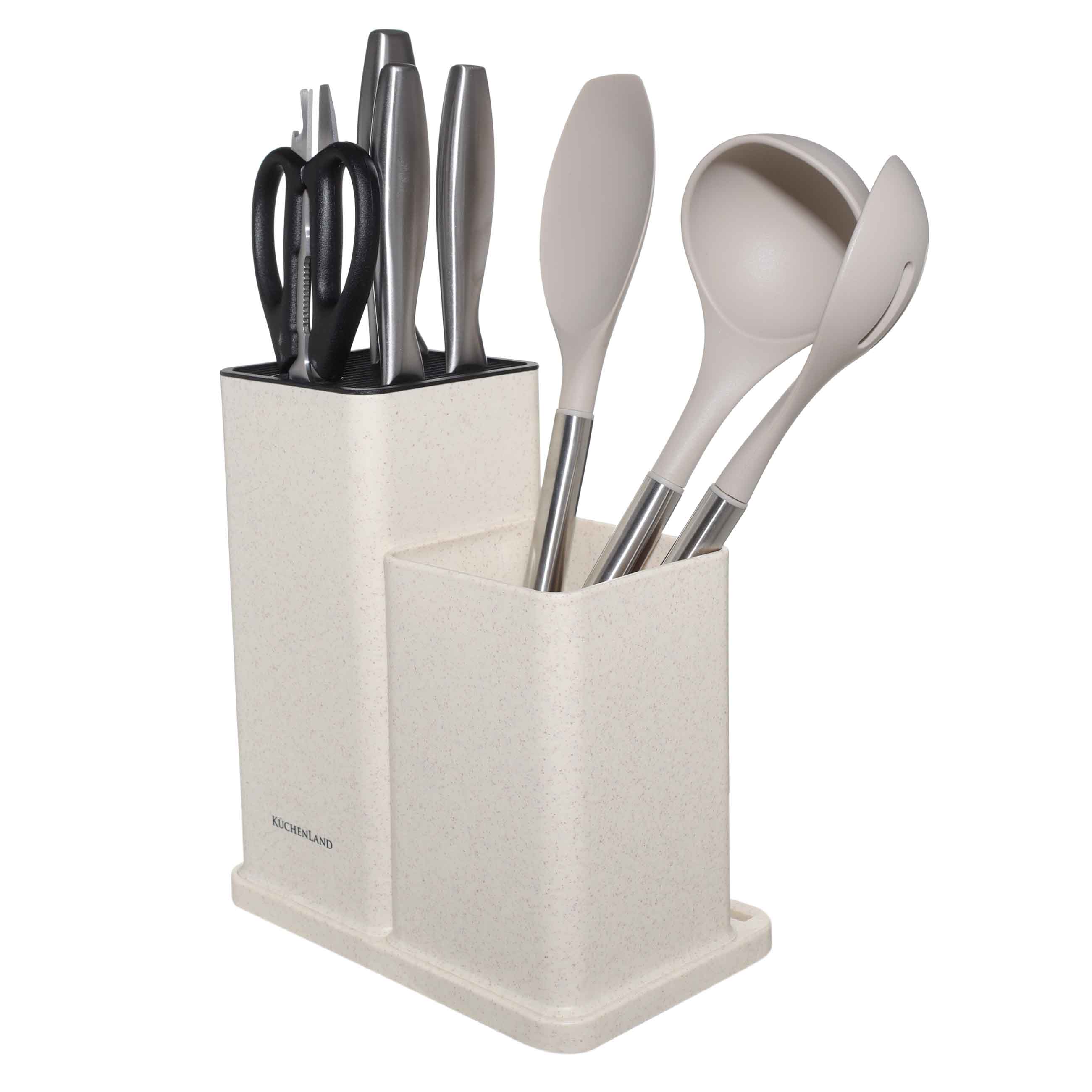 Подставка для ножей и кухонных принадлежностей, 23 см, 2 отд, пластик, молочная, Speck-light изображение № 5