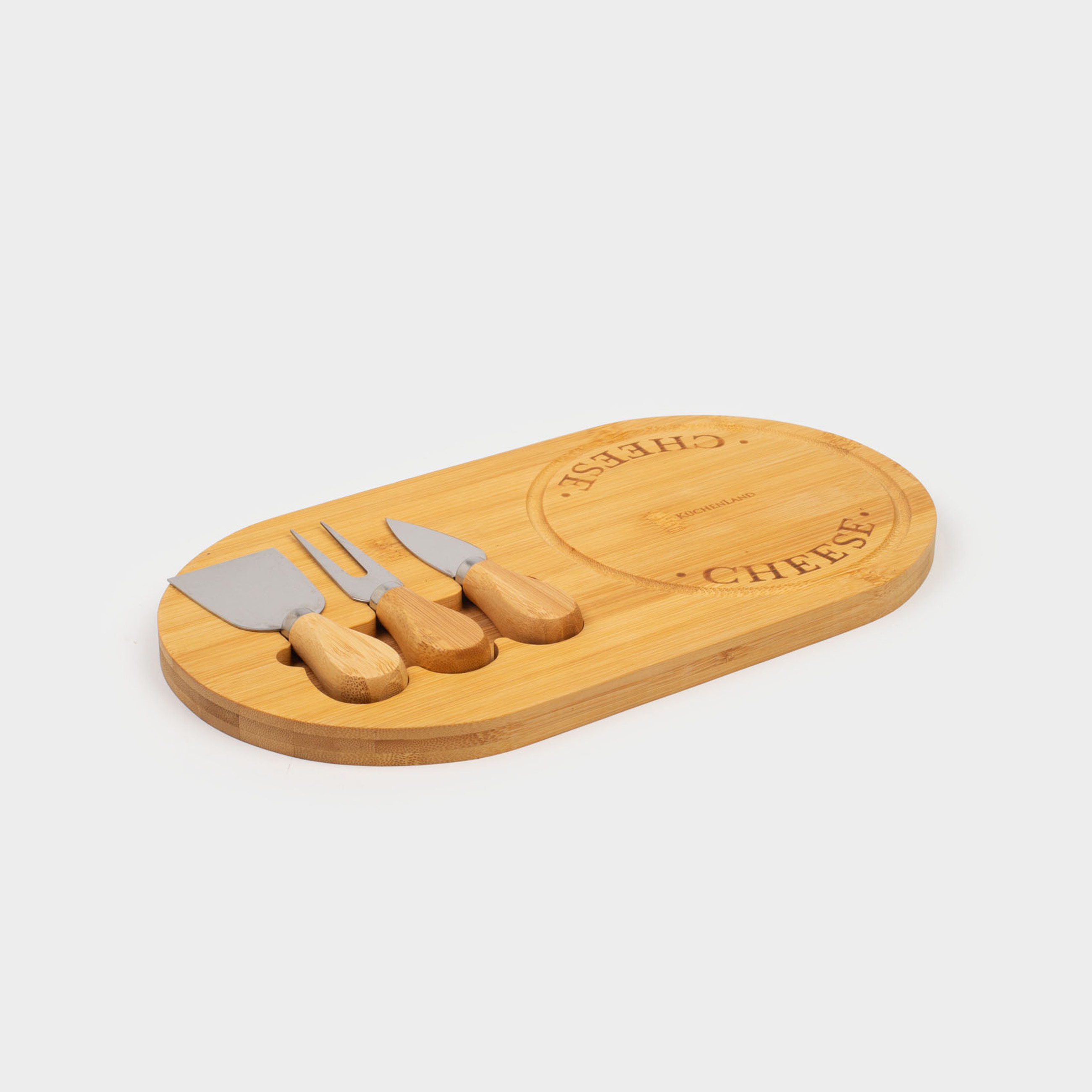 Набор для сыра 4 пр доска-подставка стальбамбук овальный Cheese 1690₽