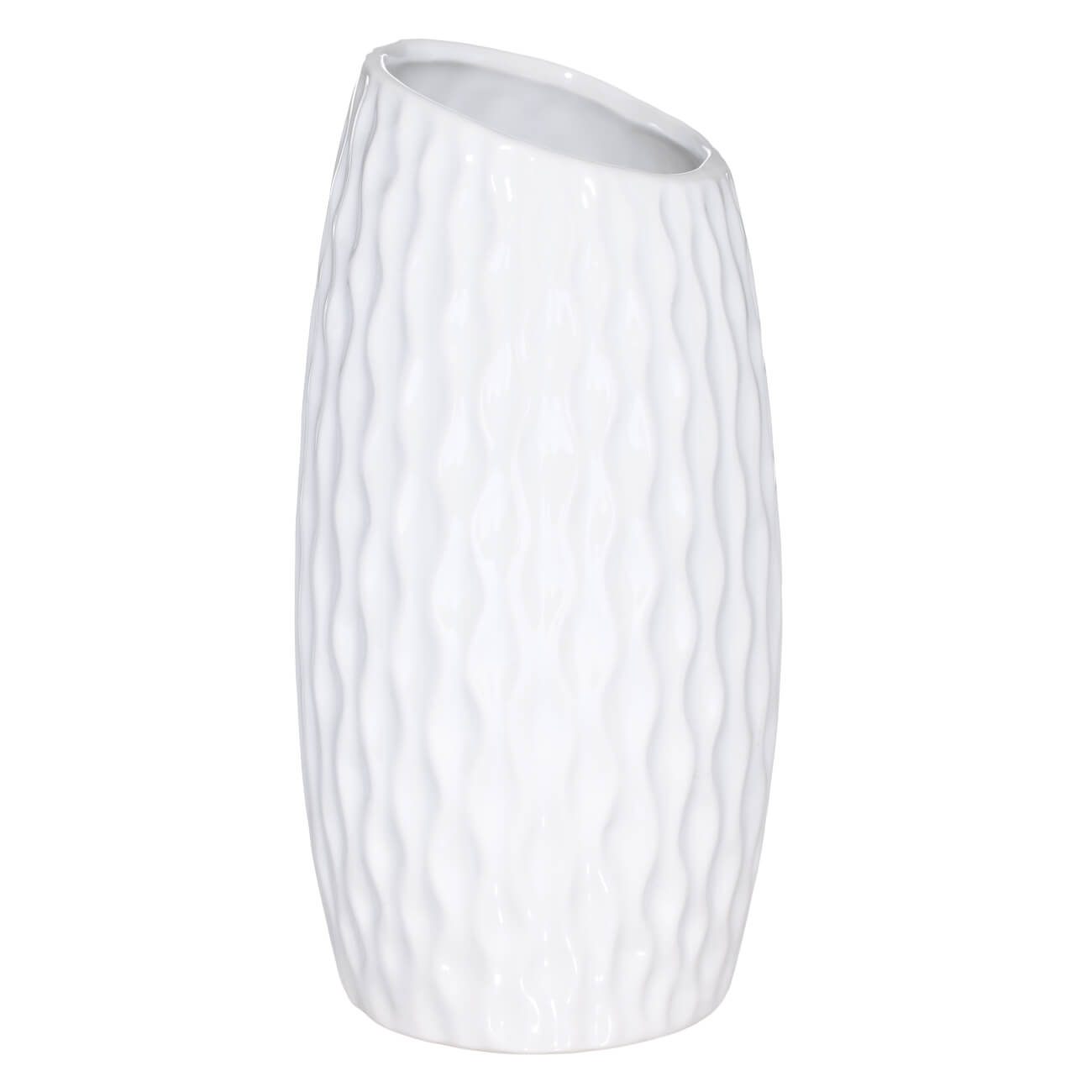ваза stripe керамика разно ная 20 см Ваза для цветов, 23 см, керамика, белая, Текстура, Aerin