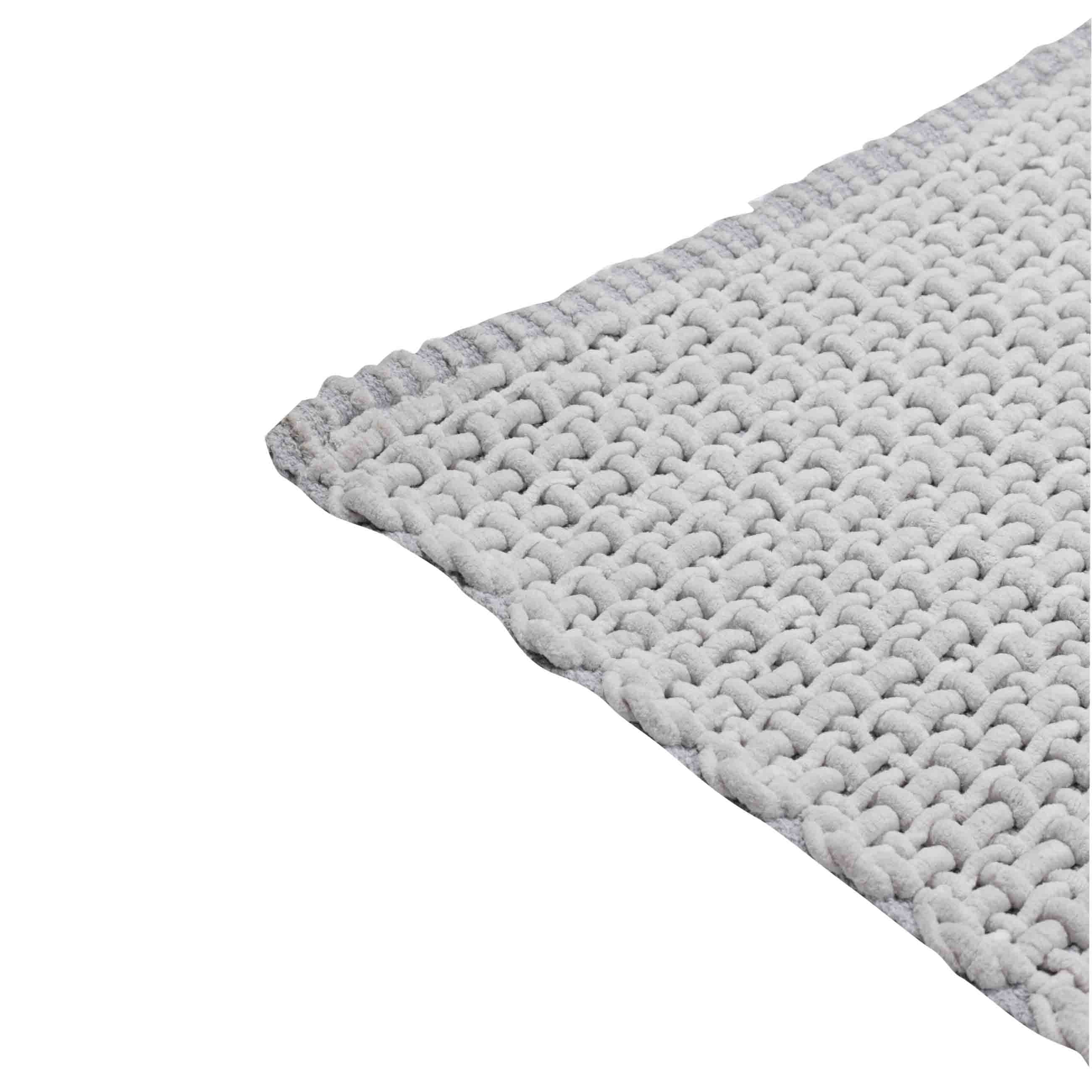 Коврик, 60х110 см, противоскользящий, полиэстер/хлопок, светло-серый, Решетка, Cosy, image-2
