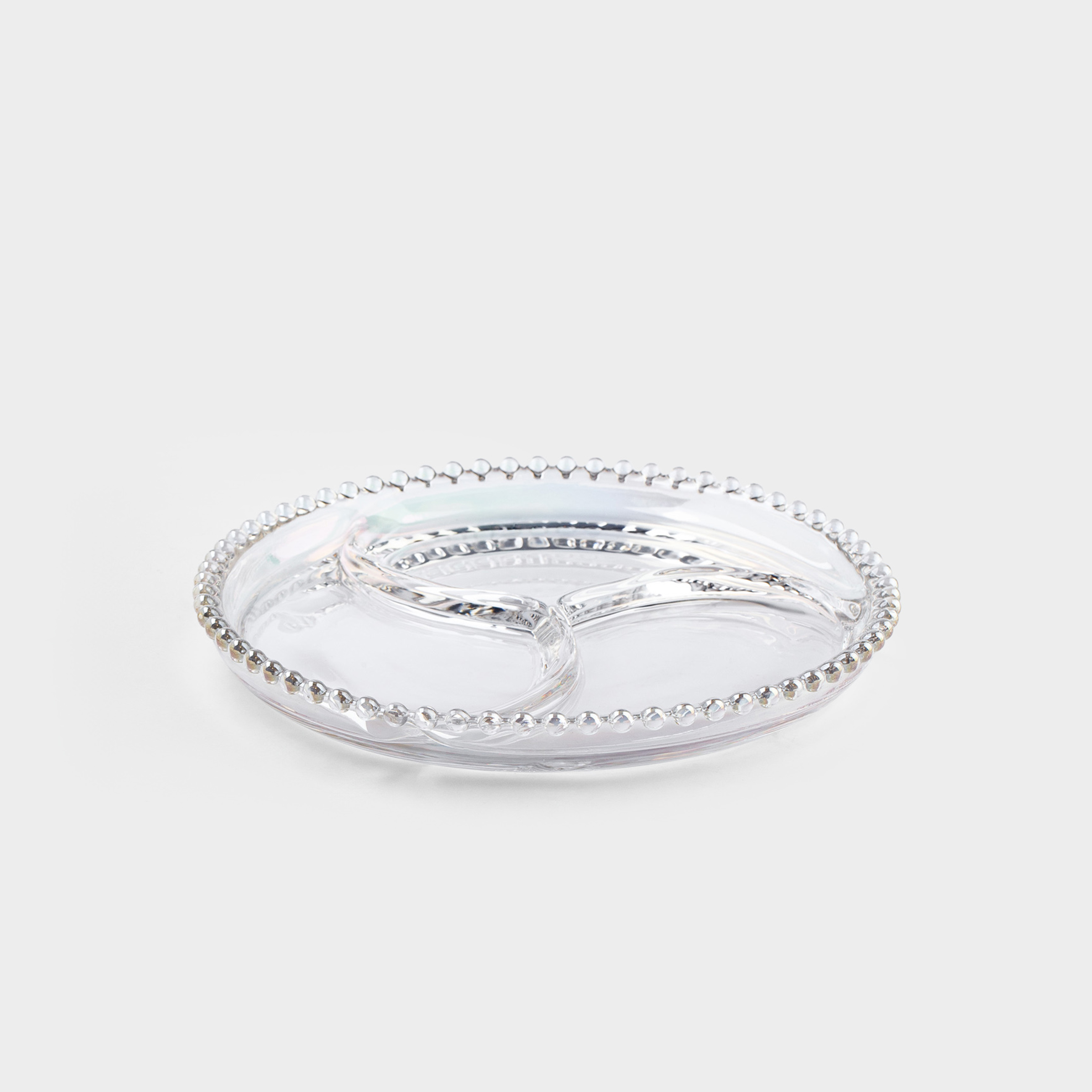 Менажница 23 см 3 отд стекло круглая перламутр Moon 1590₽